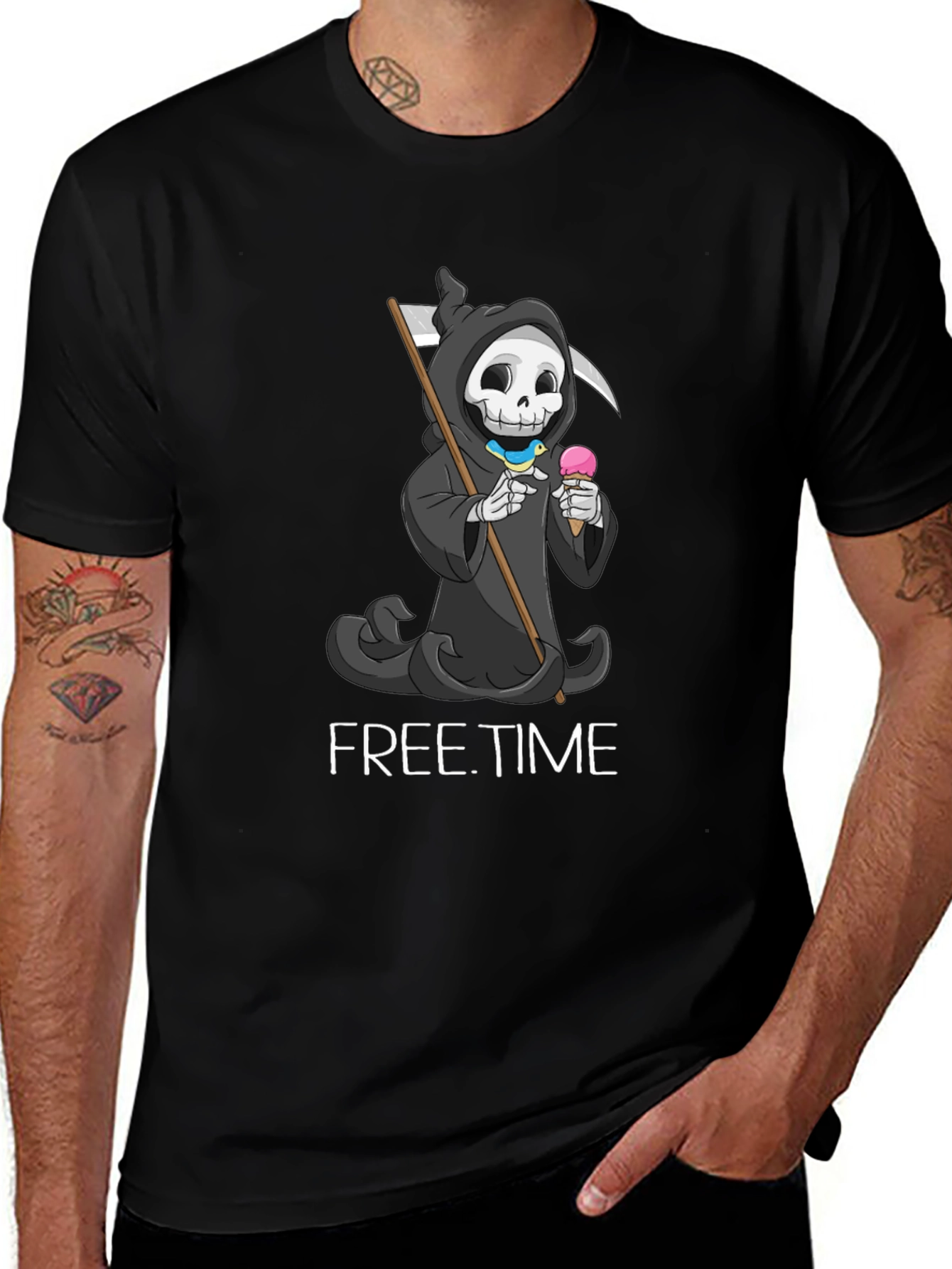 Variant 28 of Grim Reaper Ice Cream T-Shirt - Free Time Graphic Tee