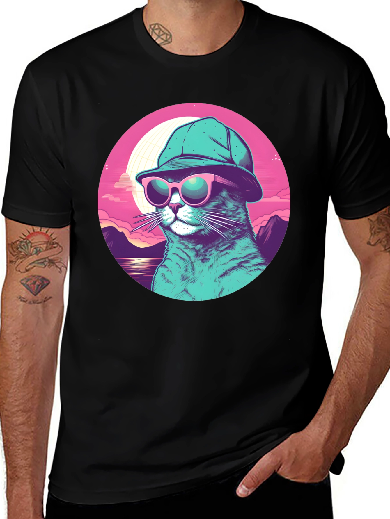 Variant 25 of Cool Cat T-Shirt: Sunglasses & Hat, Retro Style