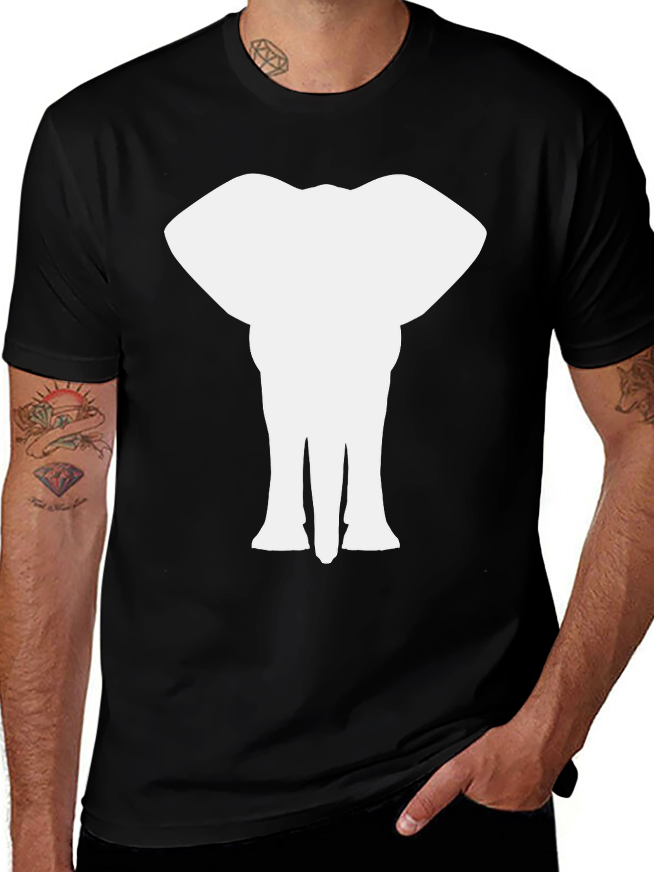 Variant 10 of Elephant Silhouette Graphic Black T-Shirt