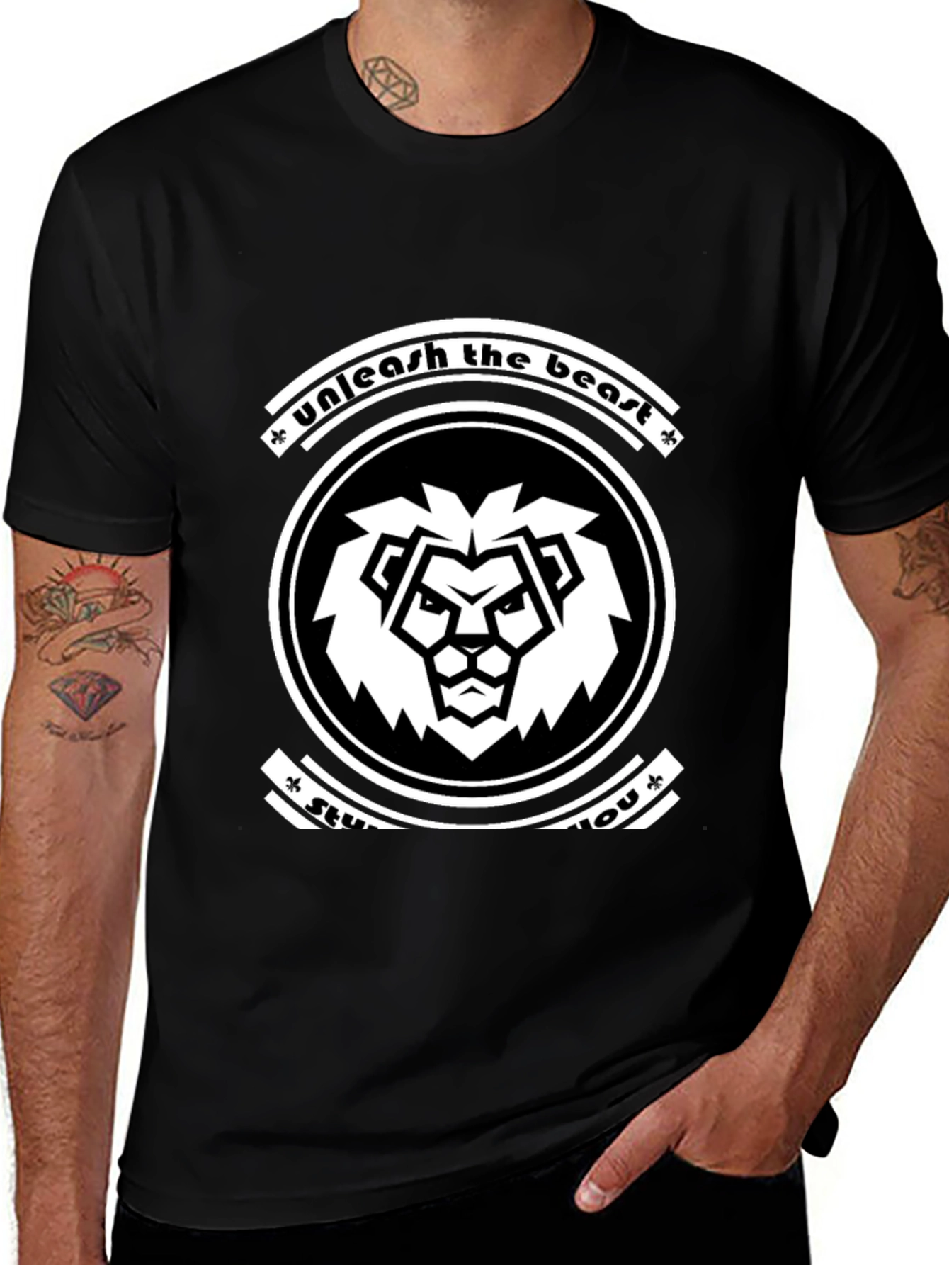 Variant 26 of Unleash the Beast Graphic T-Shirt - Black Lion Design