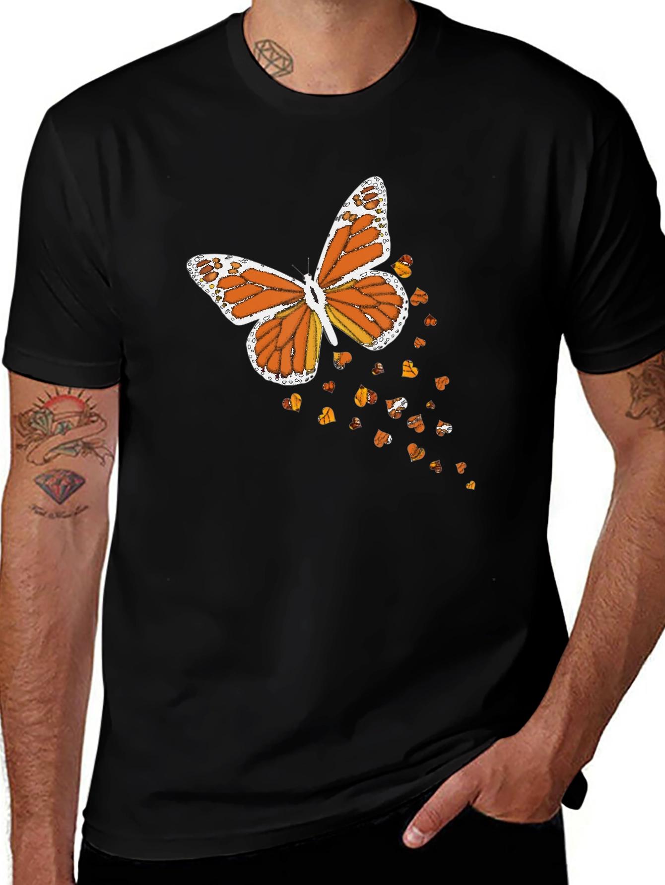 Variant 19 of Butterfly Heart Graphic Black T-Shirt