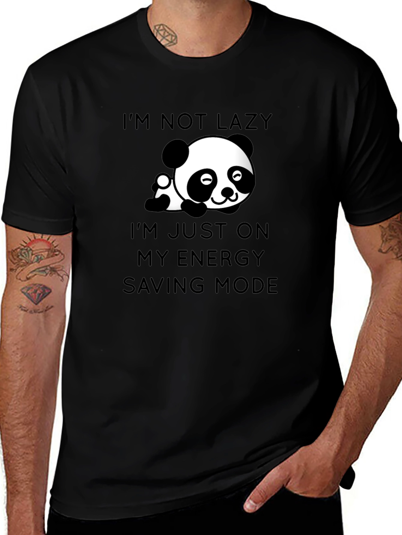 Lazy Panda Graphic T-Shirt - Energy Saving Mode