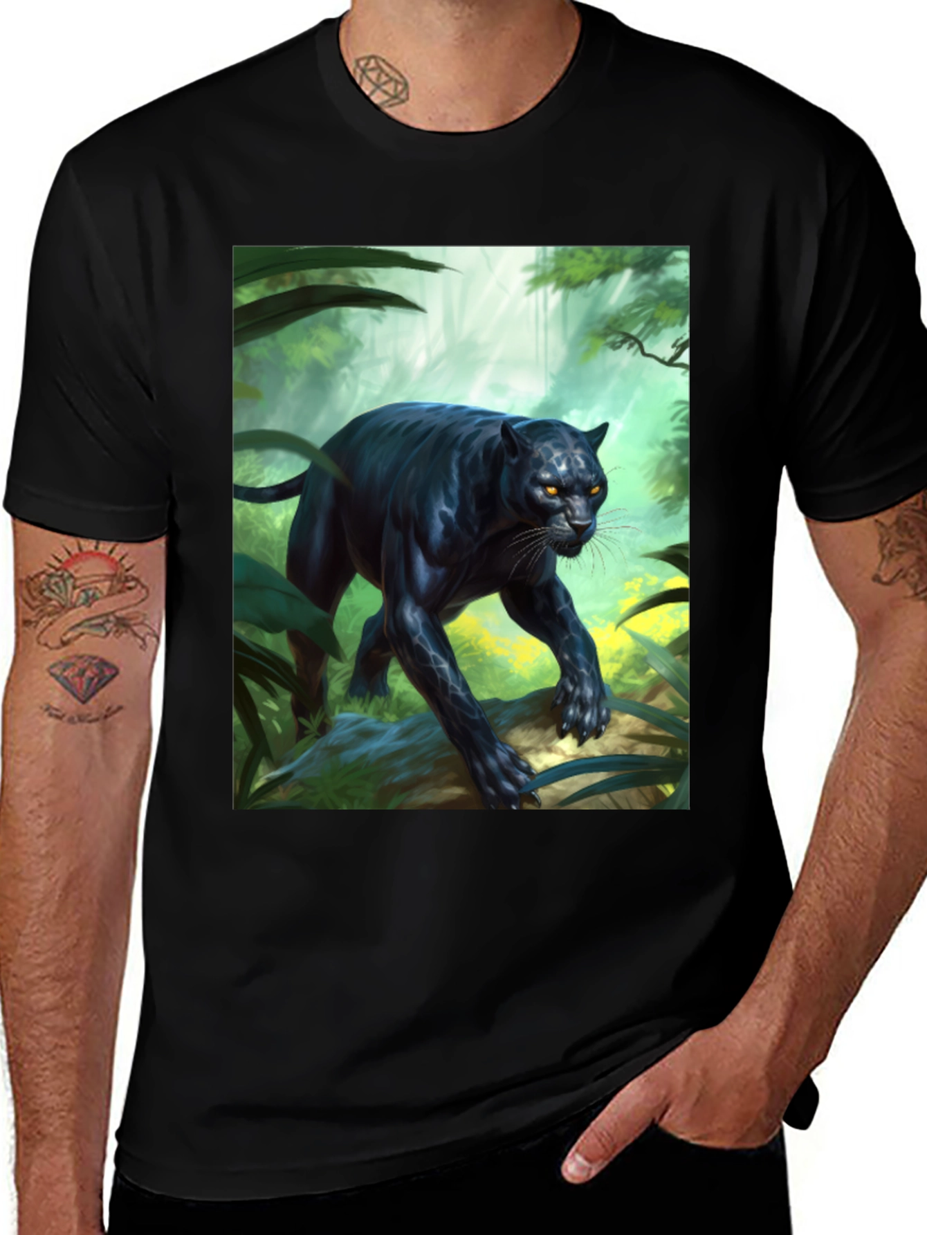 Variant 17 of Jungle Panther Graphic Tee - Fierce Style