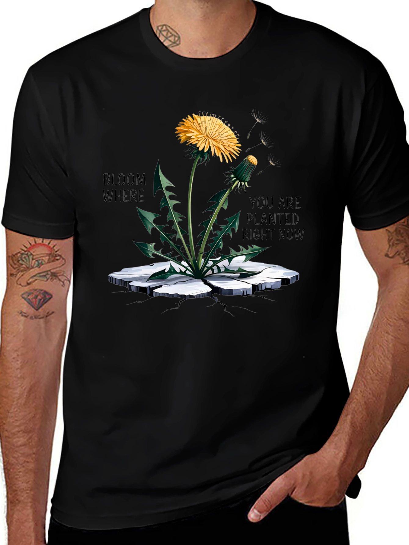 Variant 20 of Bloom Where Planted Graphic Tee - Black Unisex T-Shirt