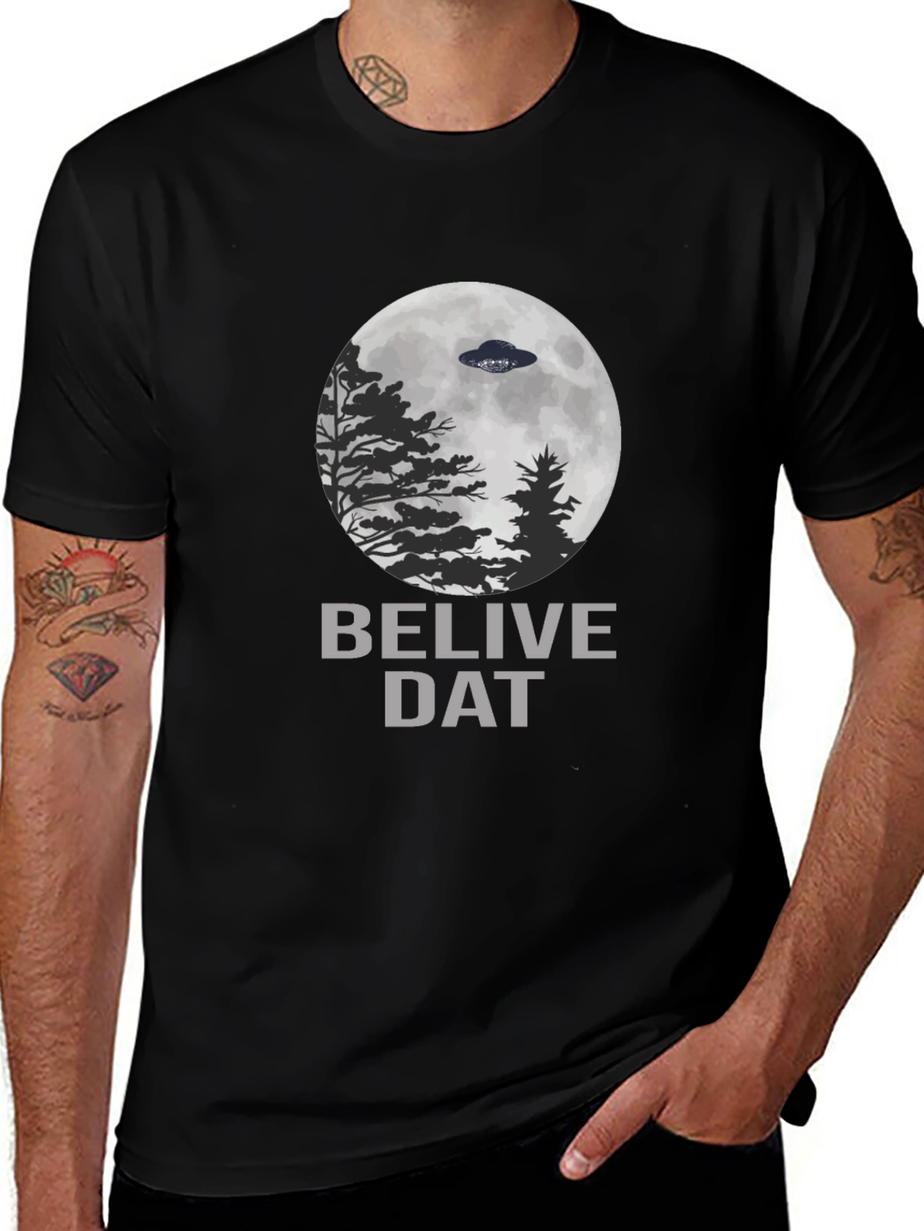 Believe Dat UFO Graphic T-Shirt