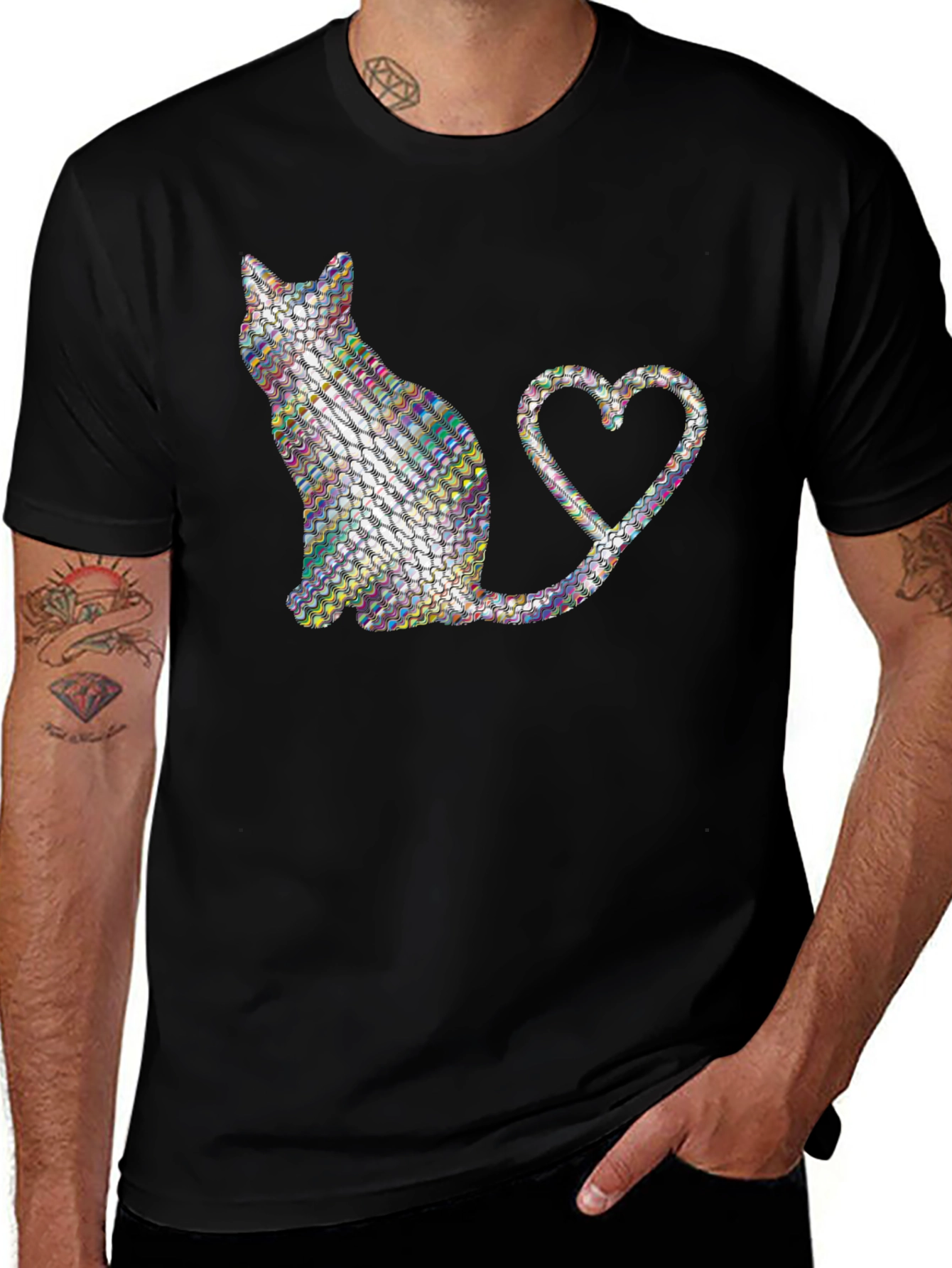 Variant 7 of Cat Heart Tail Graphic T-Shirt