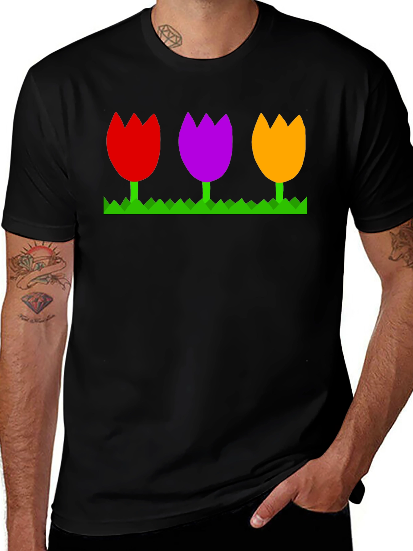 Variant 17 of Floral Graphic Tee - Colorful Tulip Design