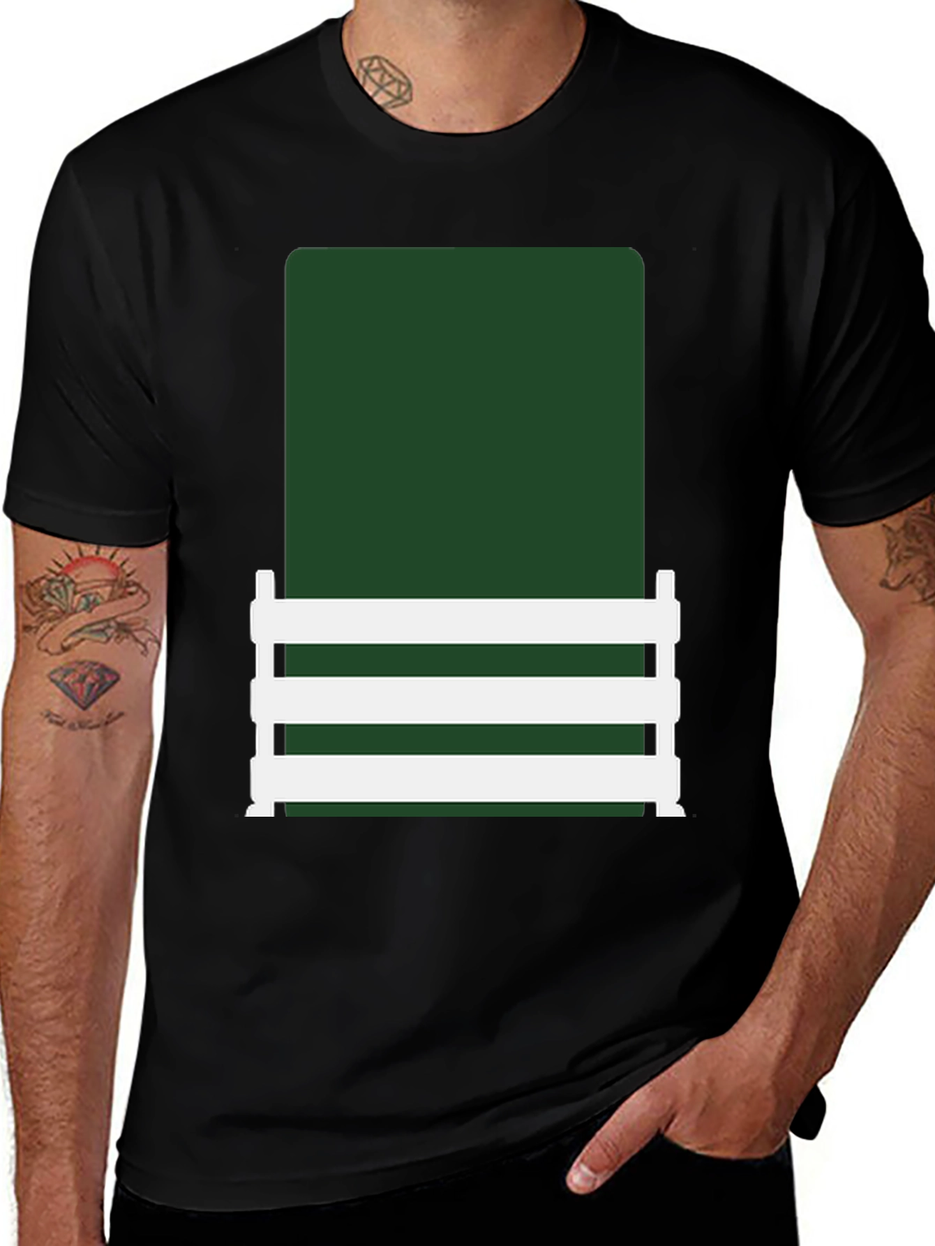 Variant 9 of Green Panel Graphic Tee - Modern Minimalist Design