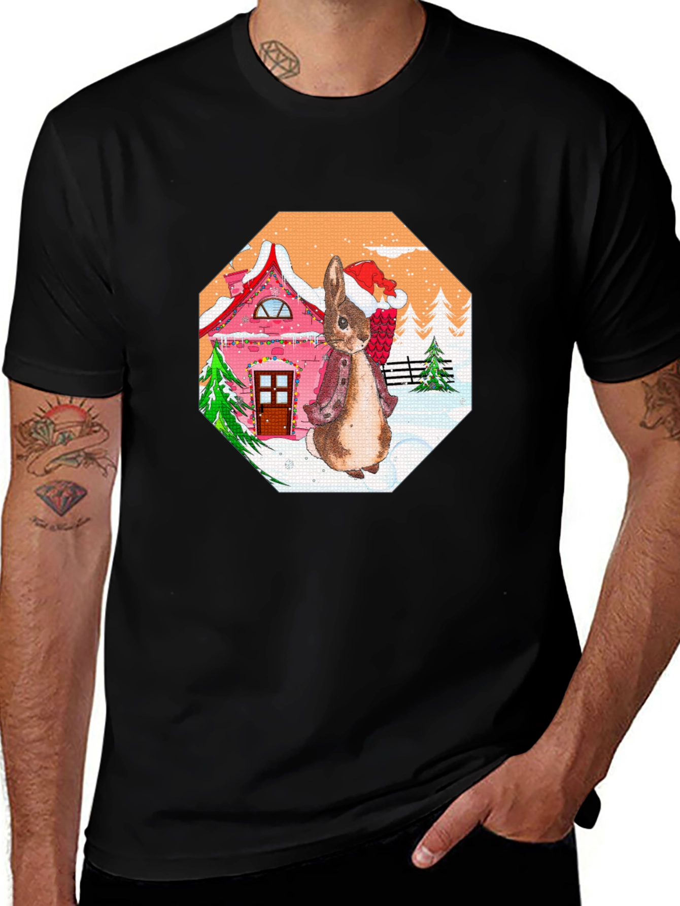 Variant 13 of Festive Rabbit Christmas T-Shirt