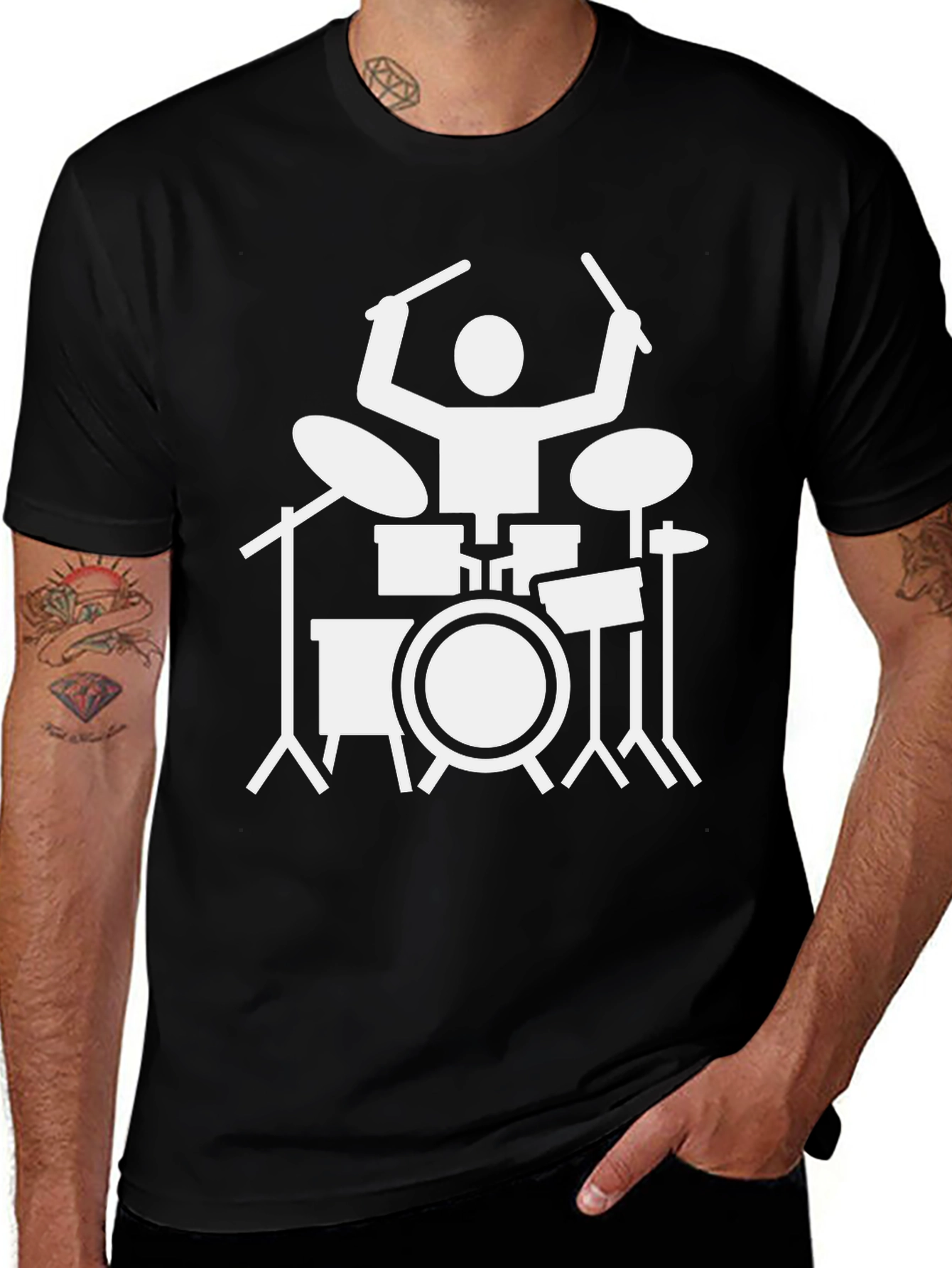 Variant 3 of Drummer T-Shirt - Black Graphic Tee