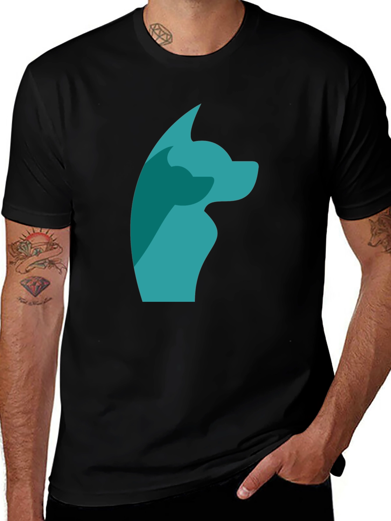 Variant 16 of Minimalist Dog Profile Graphic Tee - Black Cotton