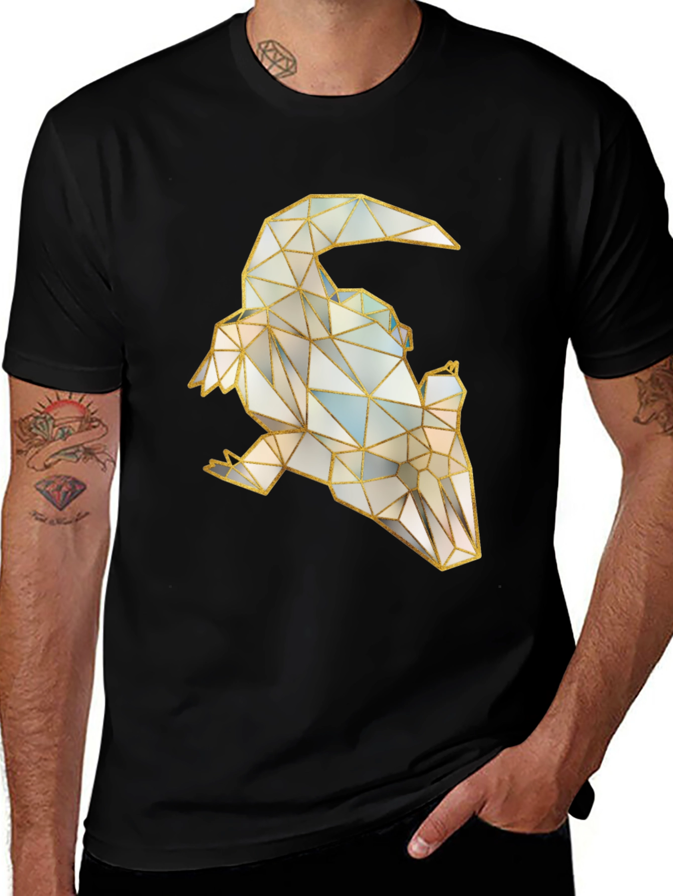 Variant 15 of Geometric Raven Graphic Tee - Stylish Bird Design