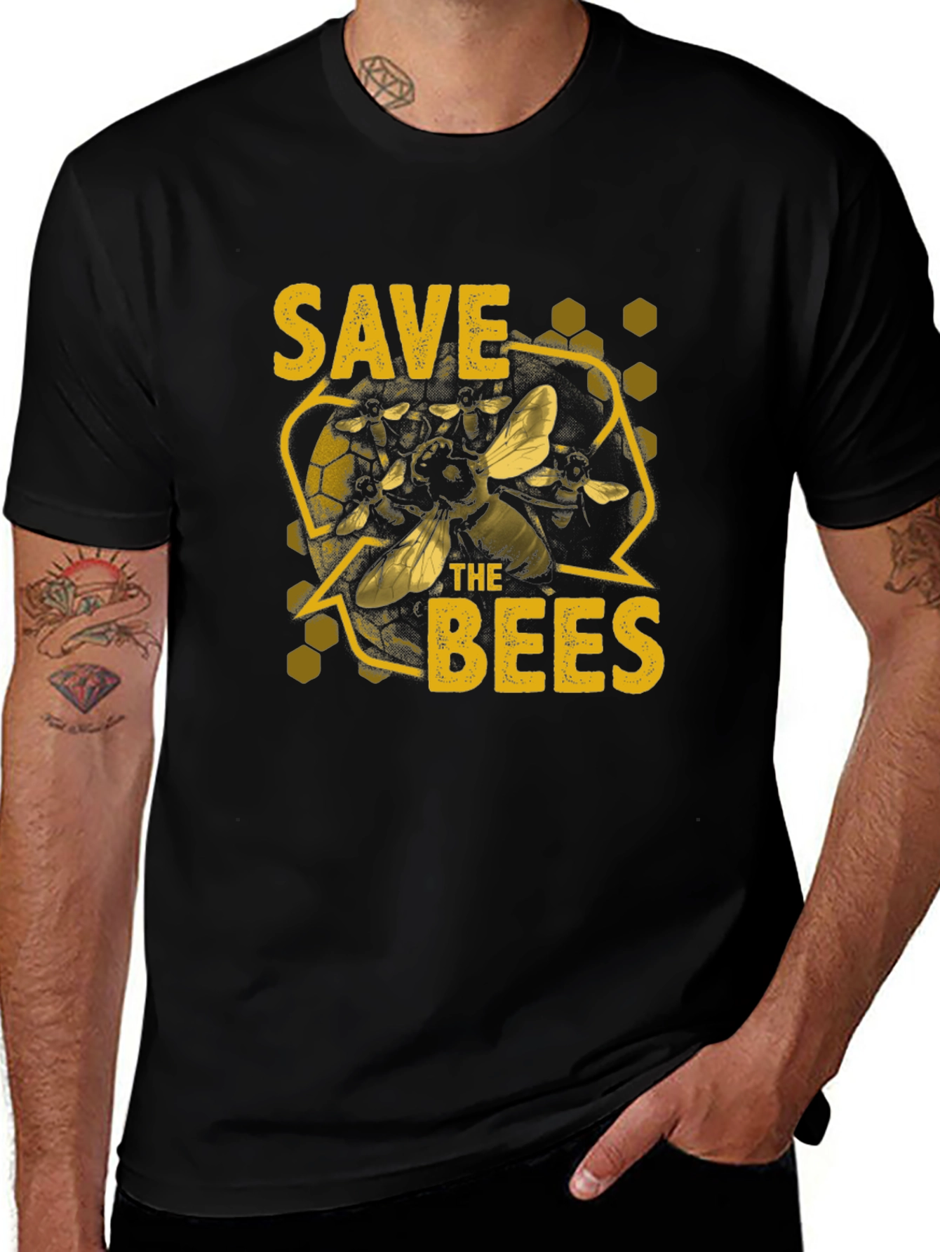 Save the Bees Graphic T-Shirt - Black Cotton Tee
