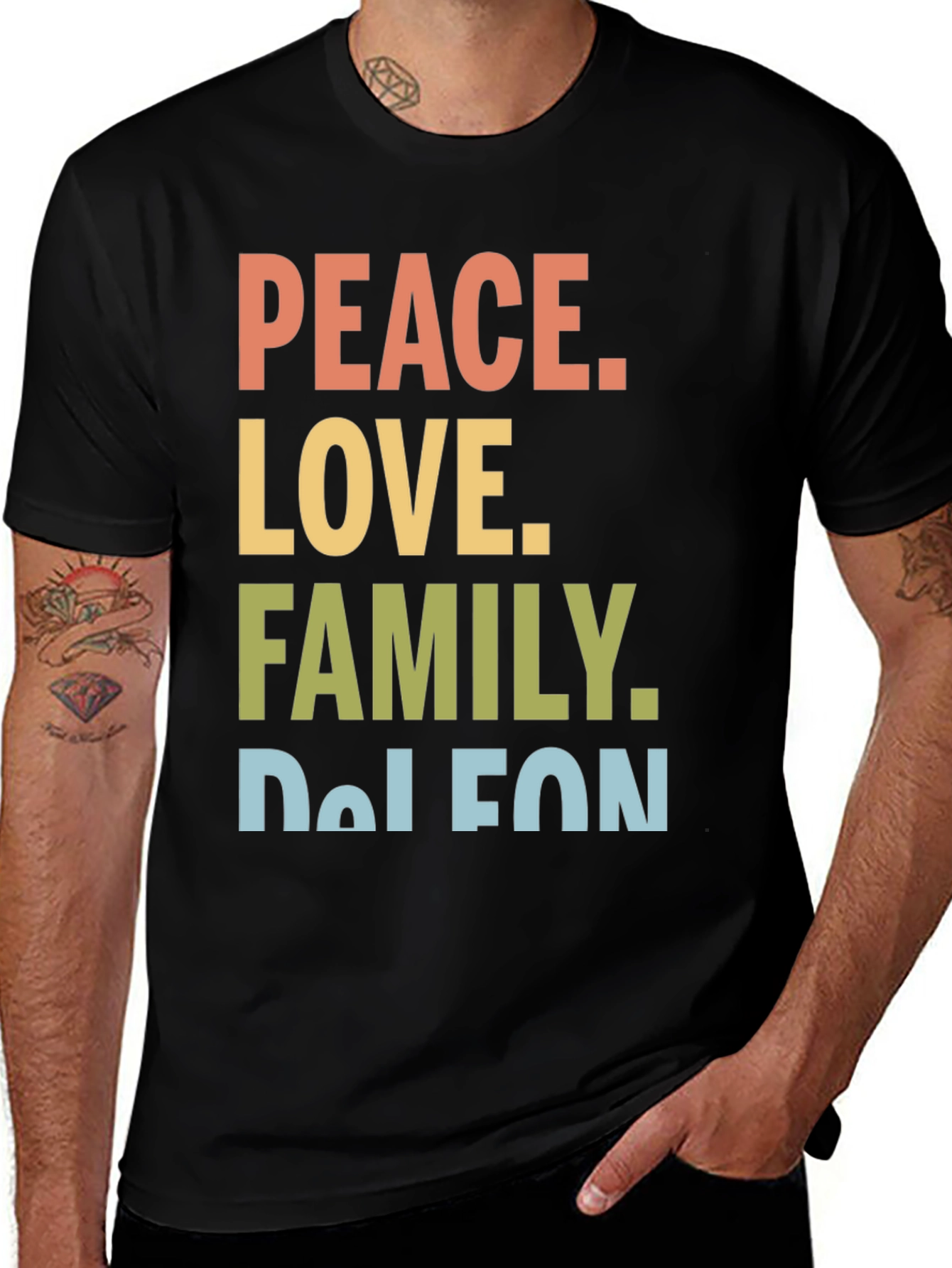Variant 21 of Peace Love Family Black Graphic Tee