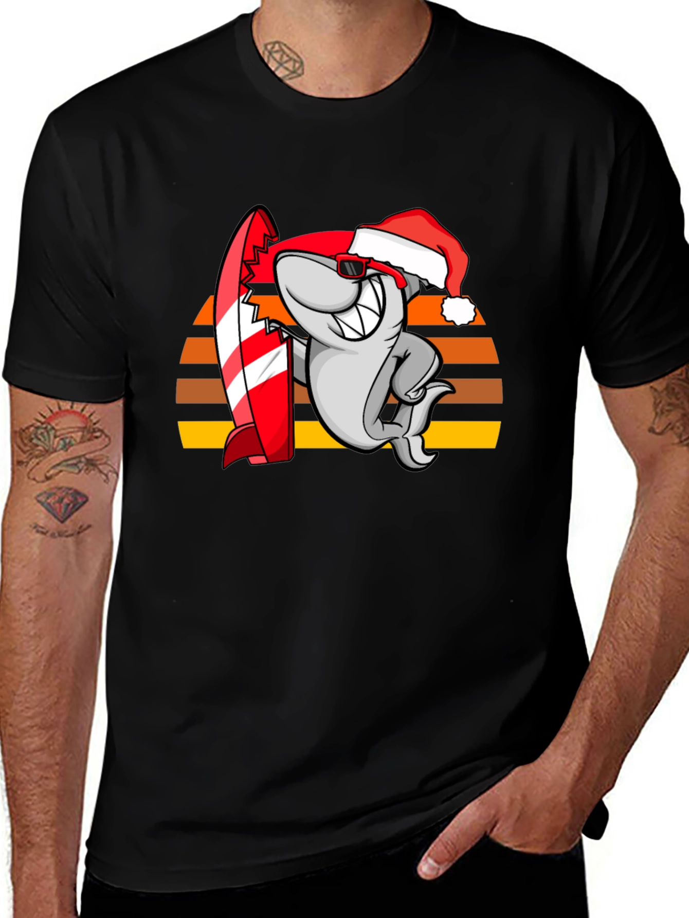 Variant 12 of Shark Surfer Santa T-Shirt