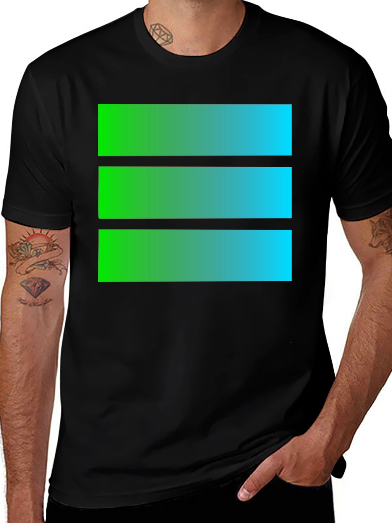 Variant 4 of Gradient Stripe Graphic Tee - Modern Casual Style