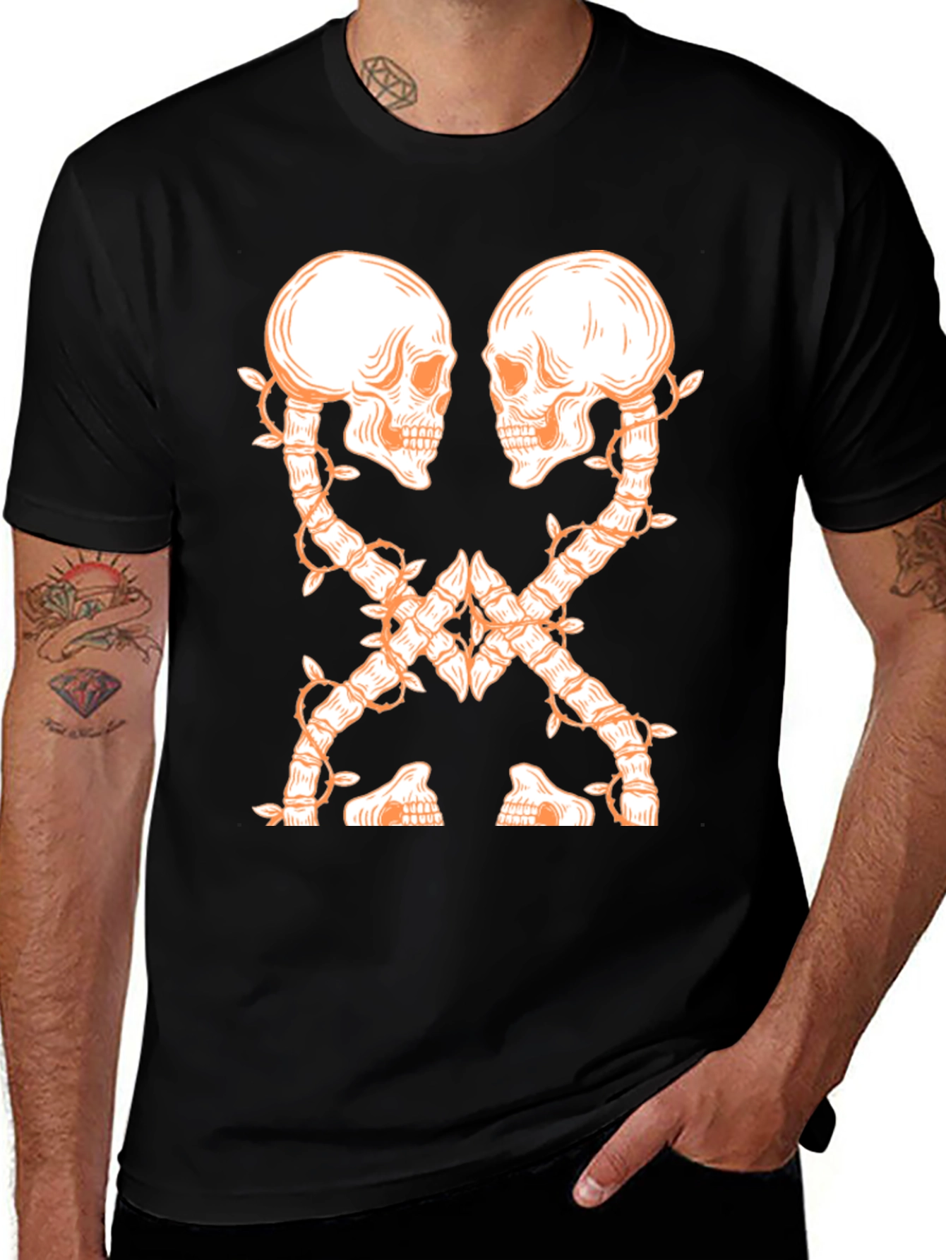 Variant 9 of Skull Vine Graphic Tee - Dark and Edgy Design