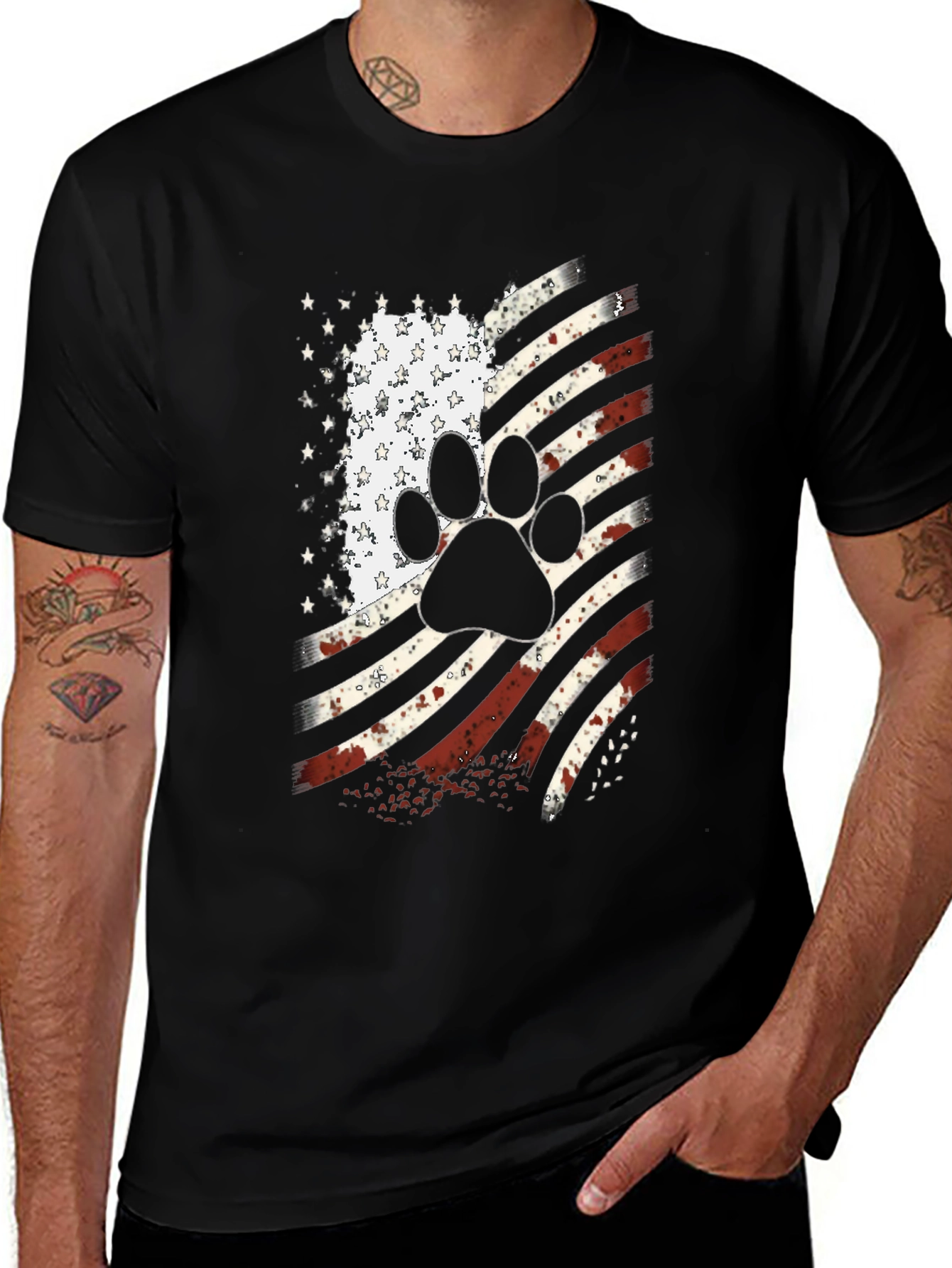 Variant 12 of Patriotic Dog Paw American Flag T-Shirt