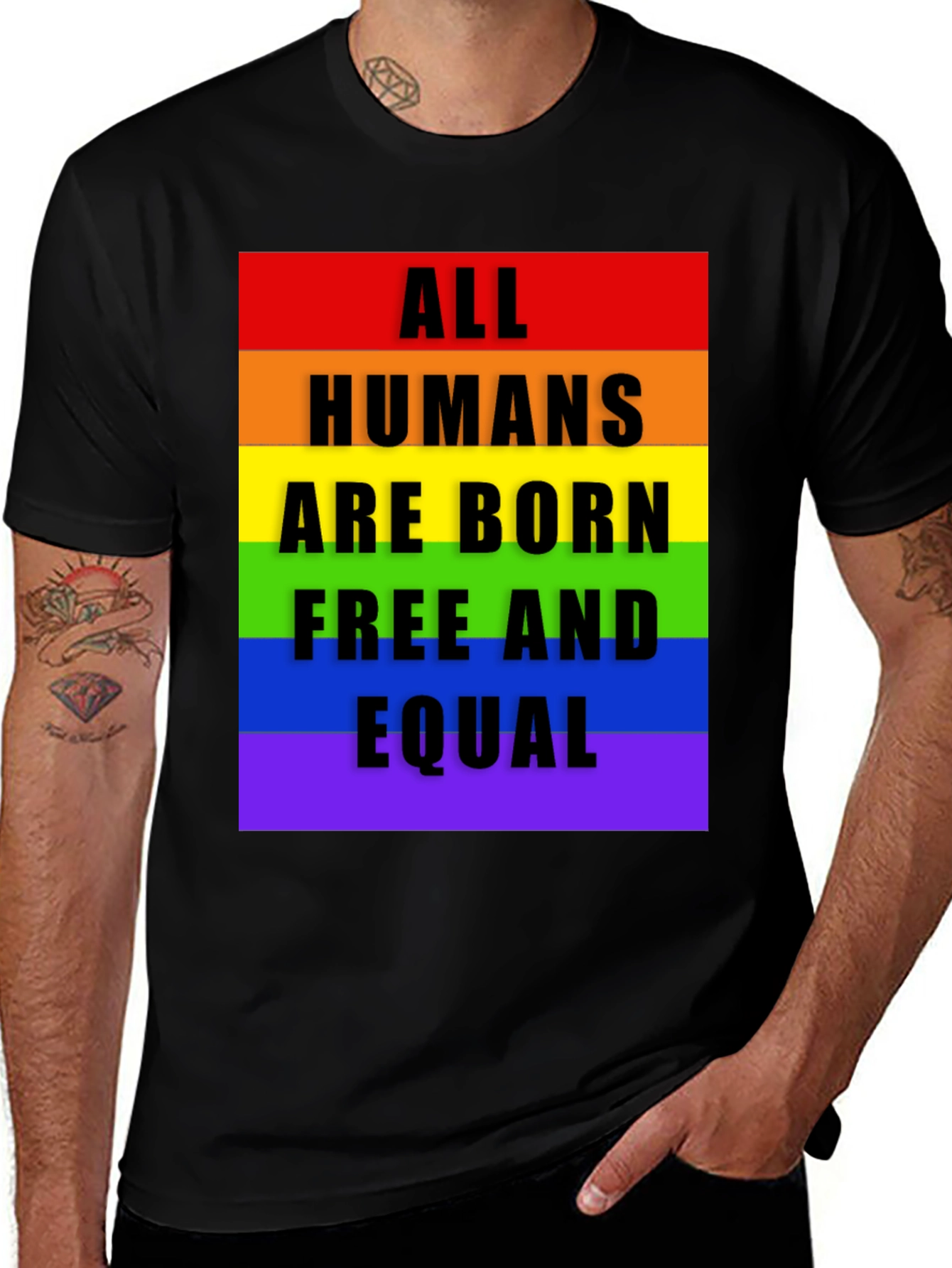 Variant 16 of All Humans are Born Equal - Pride T-Shirt