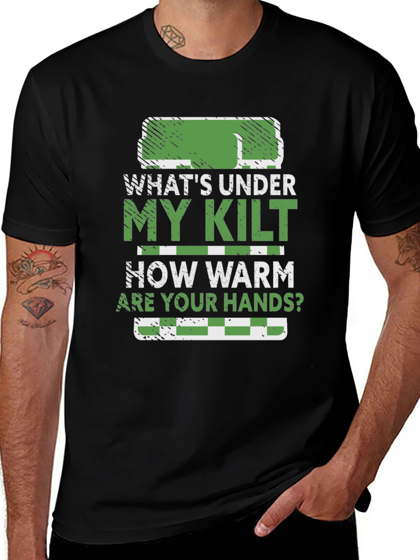 Variant 25 of Funny "What's Under My Kilt?" Graphic Tee