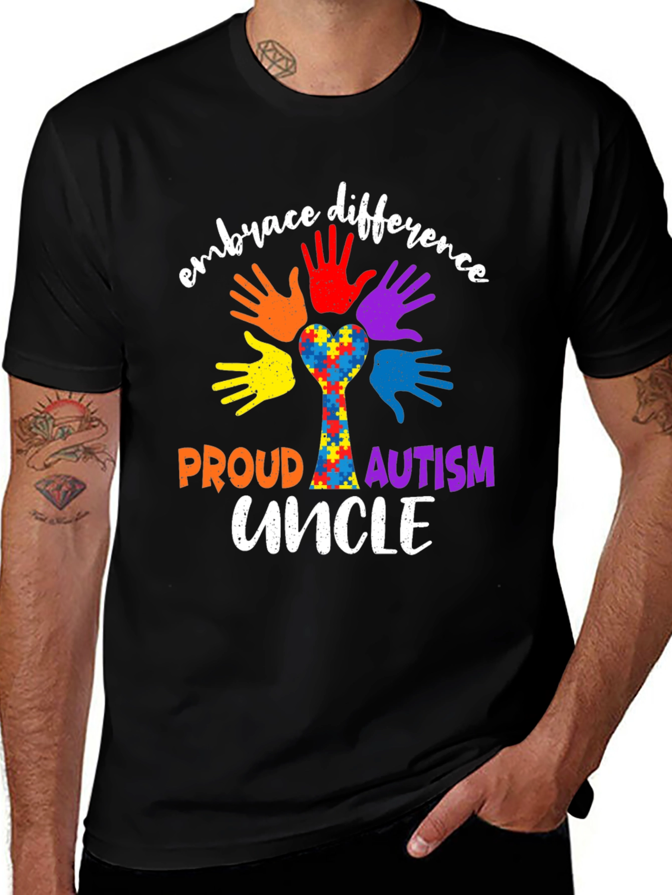 Proud Autism Uncle Embrace Difference T-Shirt