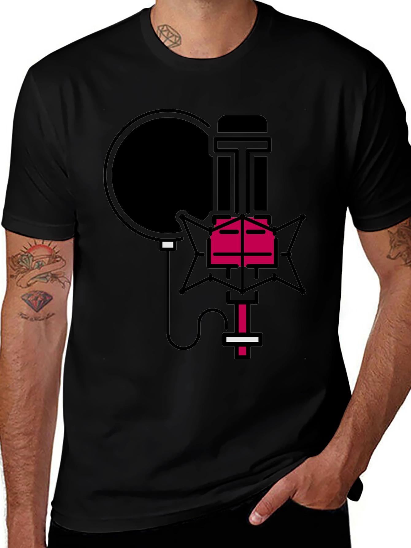 Variant 16 of Retro Microphone Graphic Tee - Stylish Music Lover Shirt