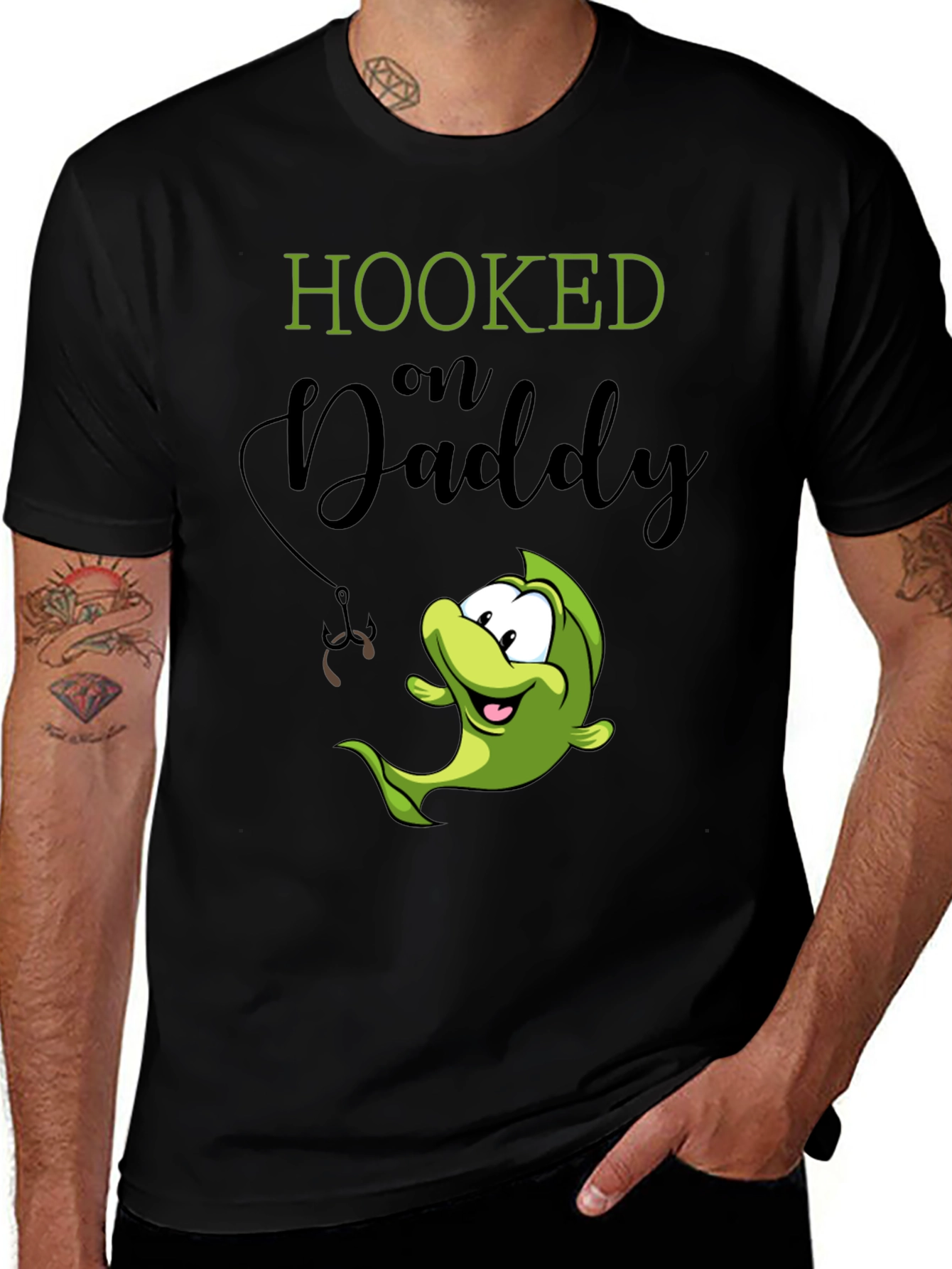 Variant 28 of Hooked on Daddy T-Shirt Funny Fishing Dad Tee