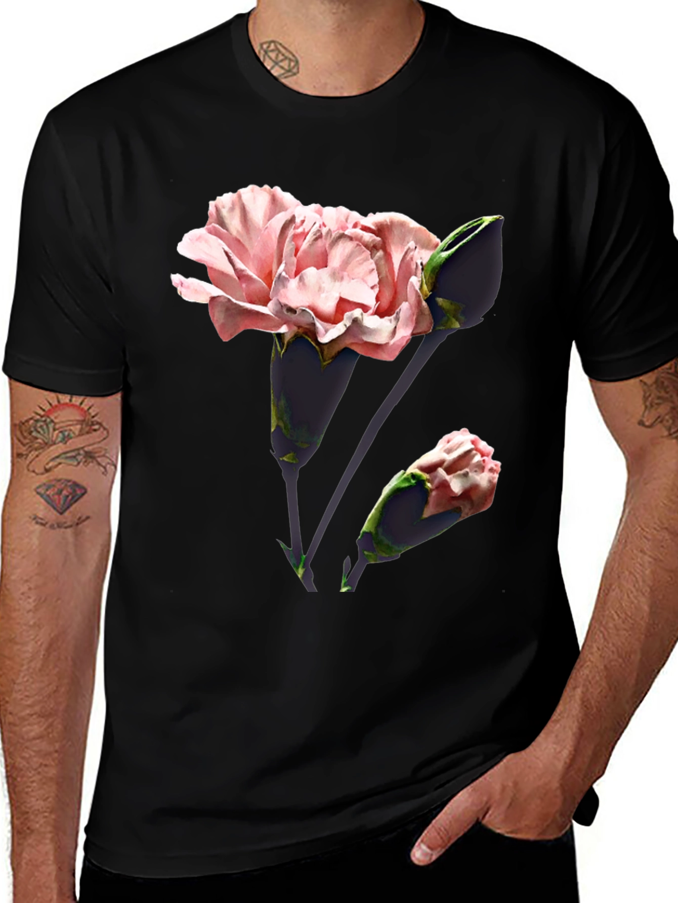 Black Floral Print T-Shirt - Stylish & Comfortable main image