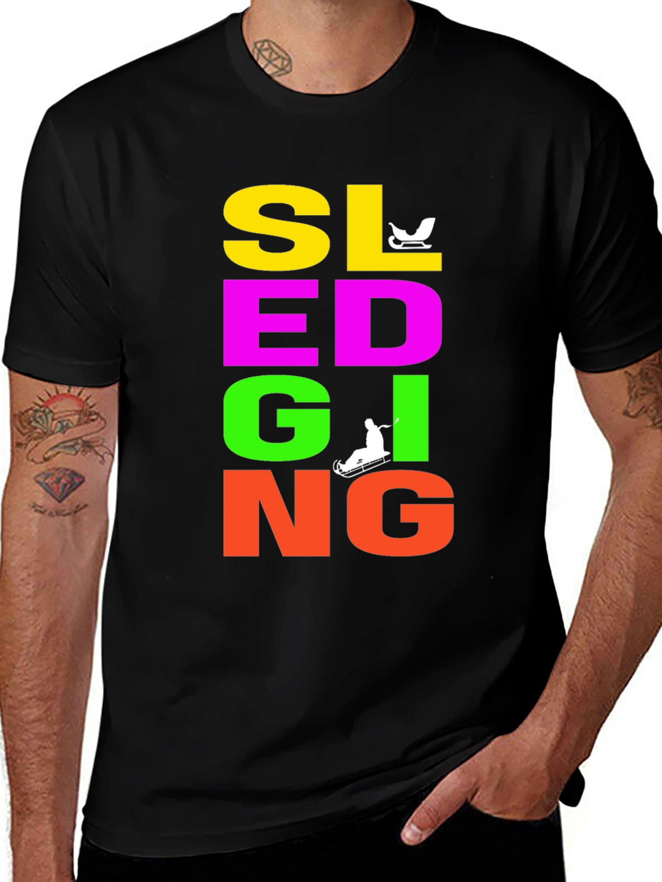 Sledging Graphic Tee - Fun Winter Sport T-Shirt