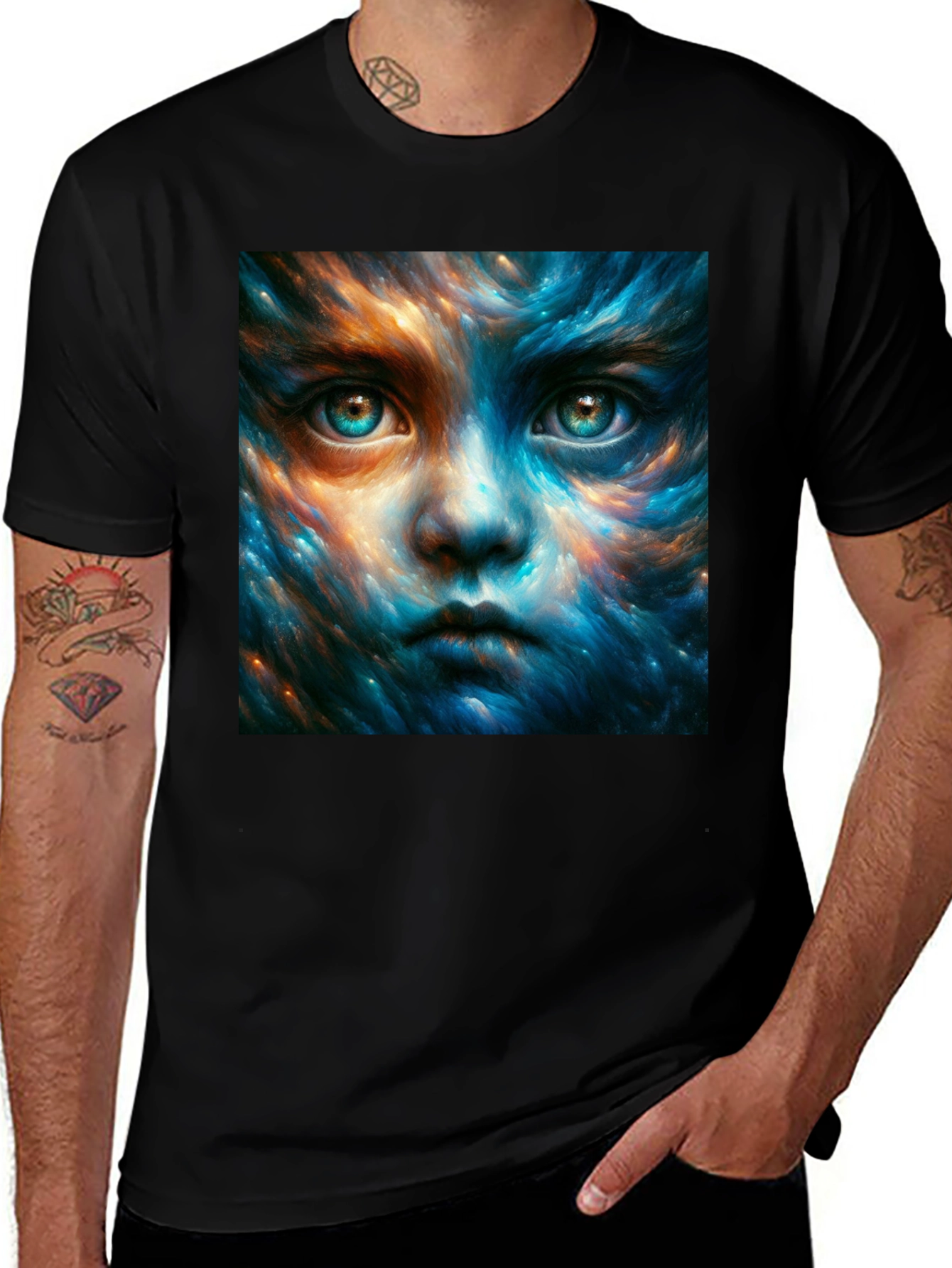 Variant 2 of Mystic Face Graphic Black T-Shirt