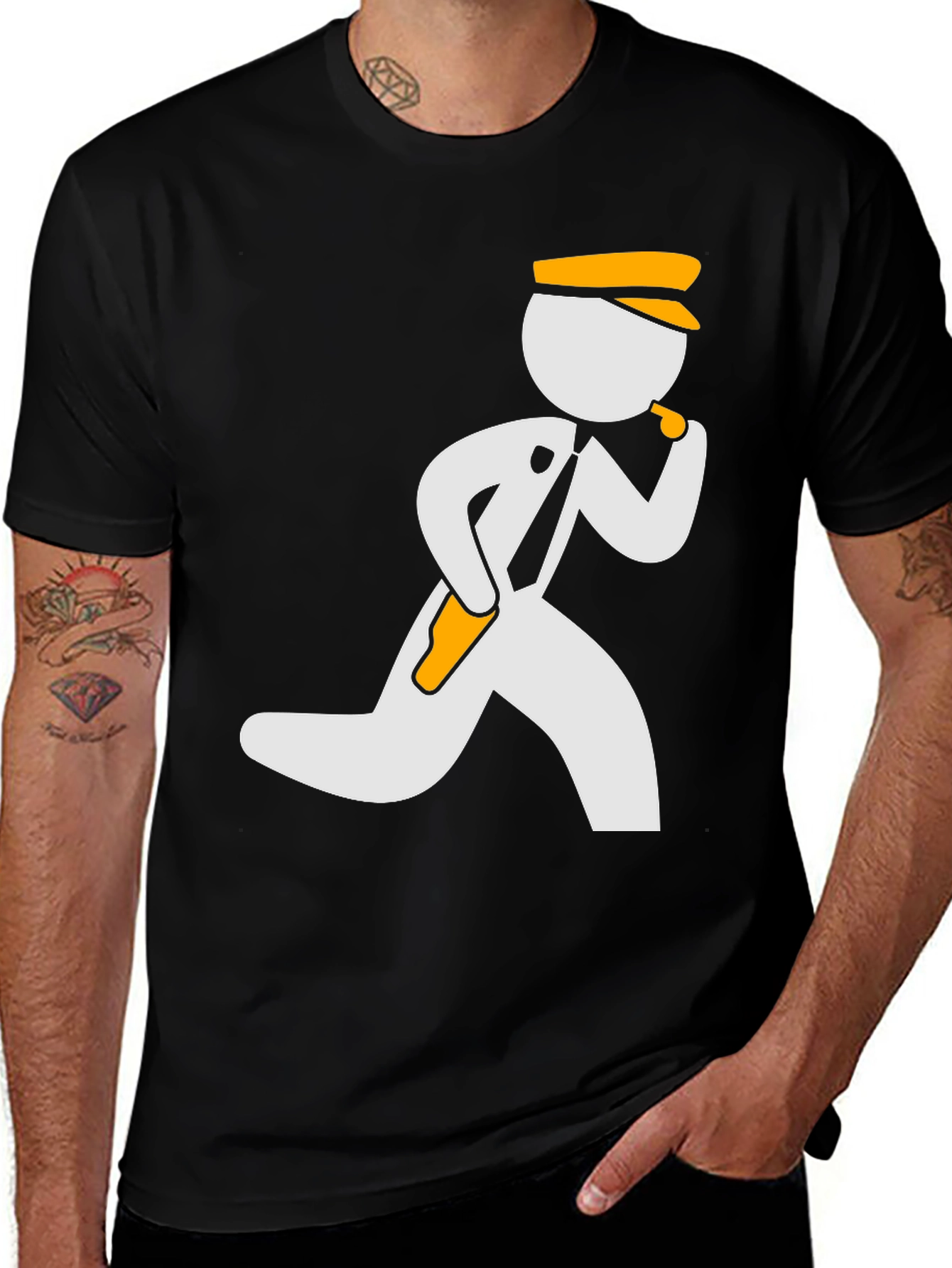 Funny Policeman Graphic T-Shirt - Black Cotton Tee