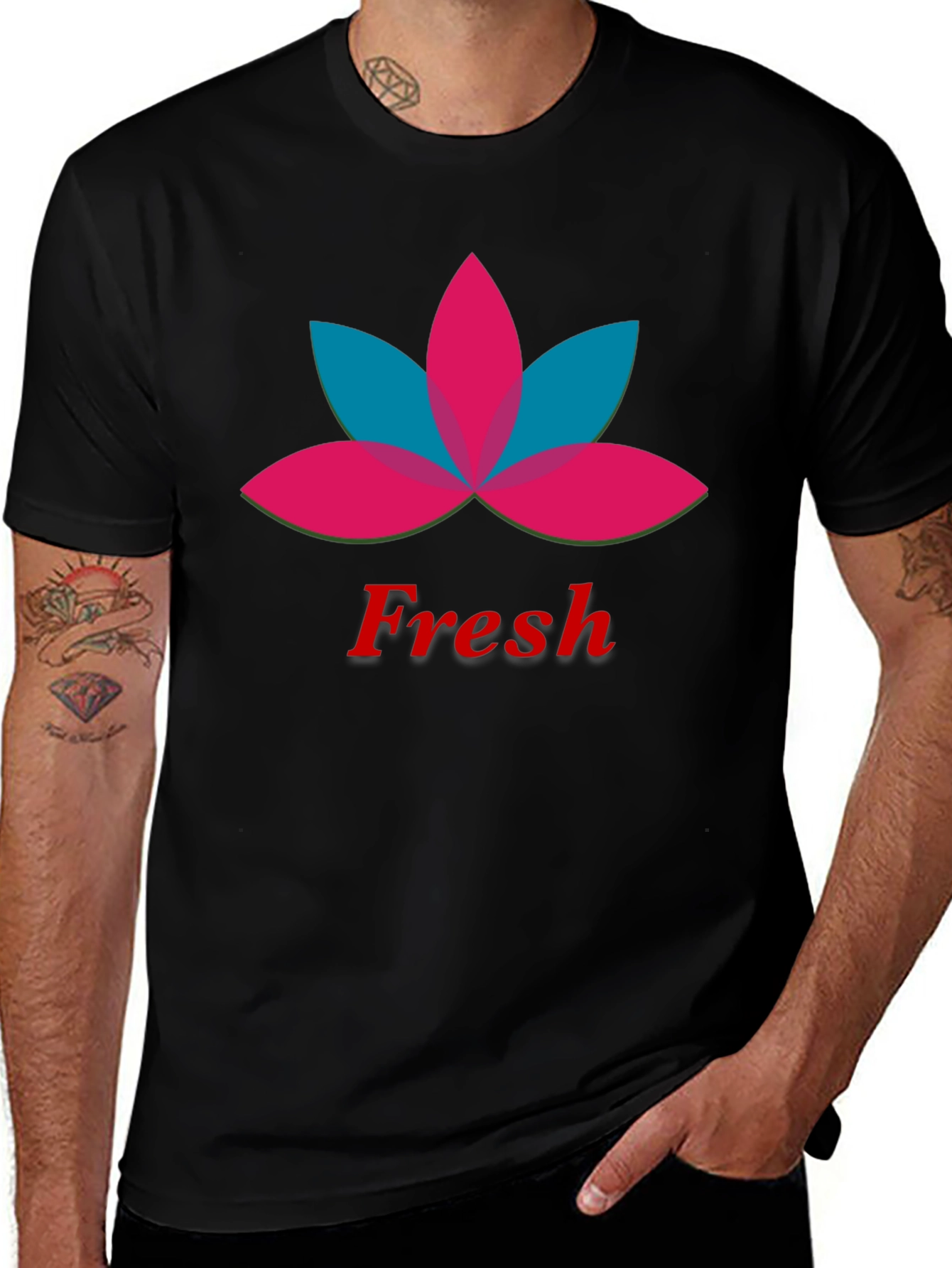 Variant 11 of Men's Black Fresh Lotus Graphic T-Shirt