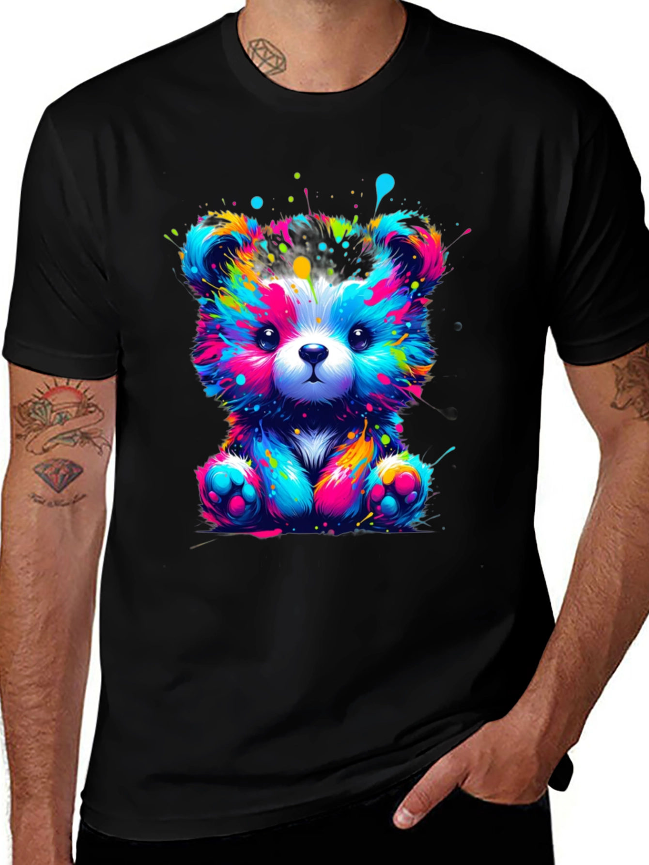 Variant 4 of Colorful Teddy Bear Graphic T-Shirt