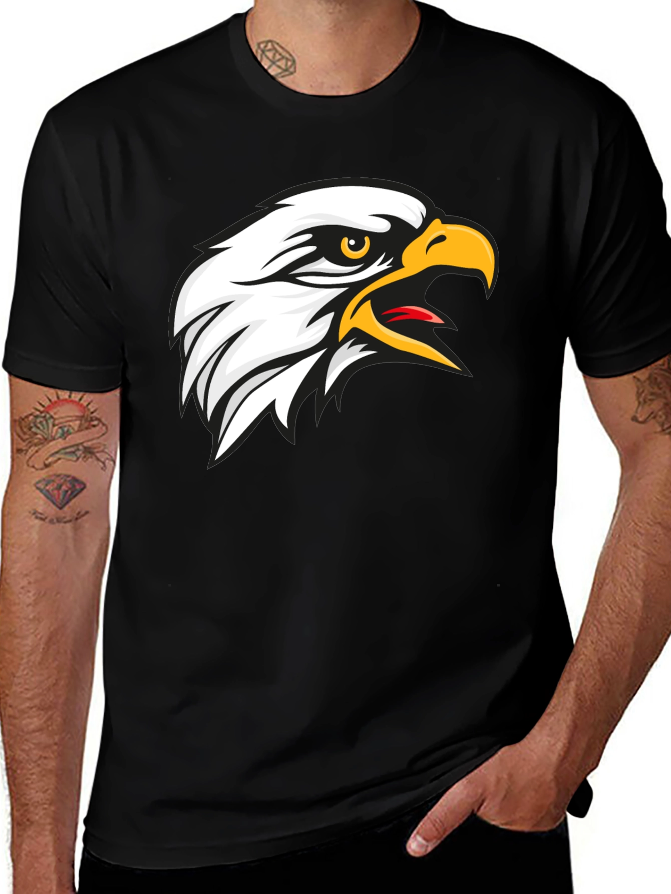 Variant 27 of Bold Eagle Graphic Tee - Black Cotton T-Shirt