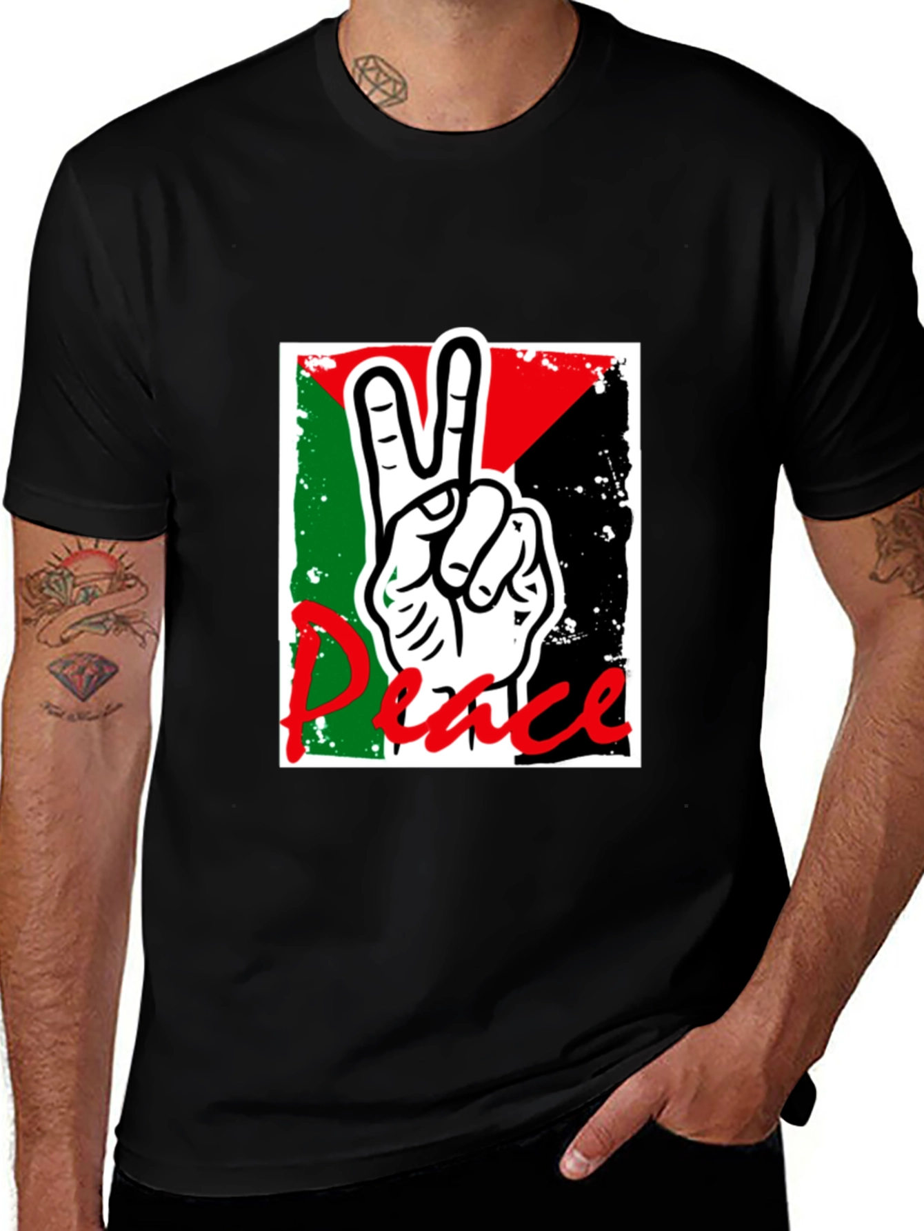Variant 5 of Peace Sign Palestine Flag T-Shirt