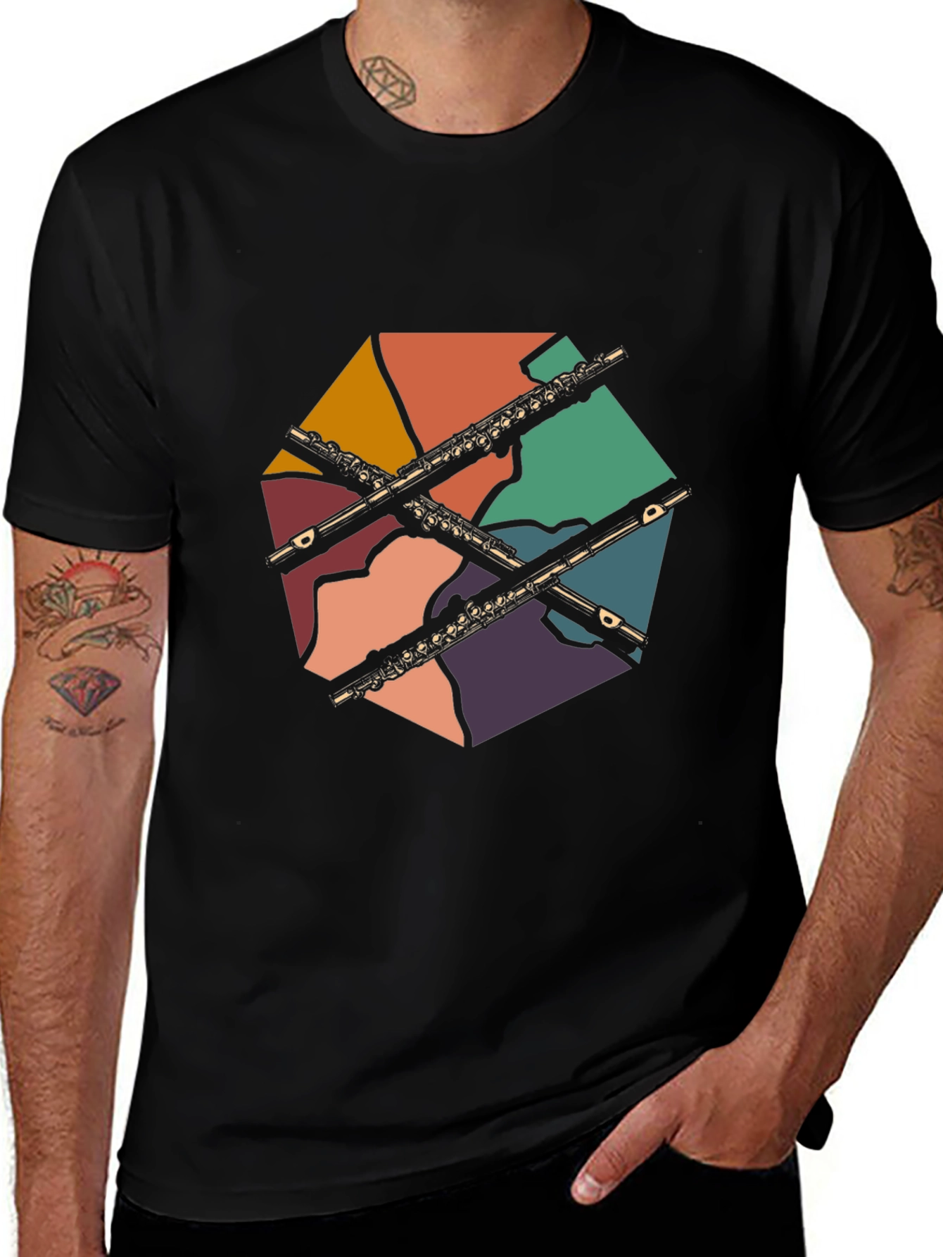 Variant 28 of Flute Music Graphic Tee - Retro Design T-Shirt
