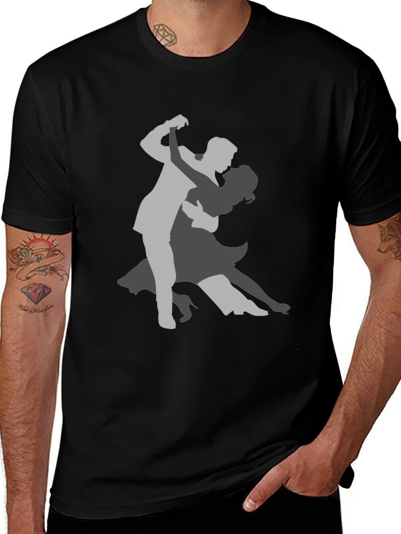 Variant 21 of Elegant Tango Dancer Graphic Tee - Black