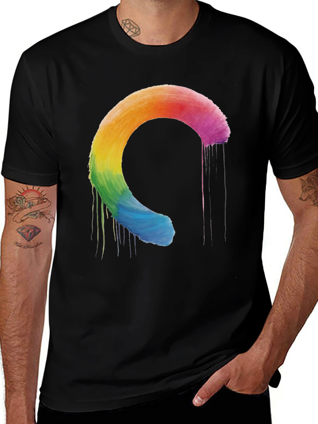 Variant 8 of Rainbow Circle Drip T-Shirt - Stylish Graphic Tee