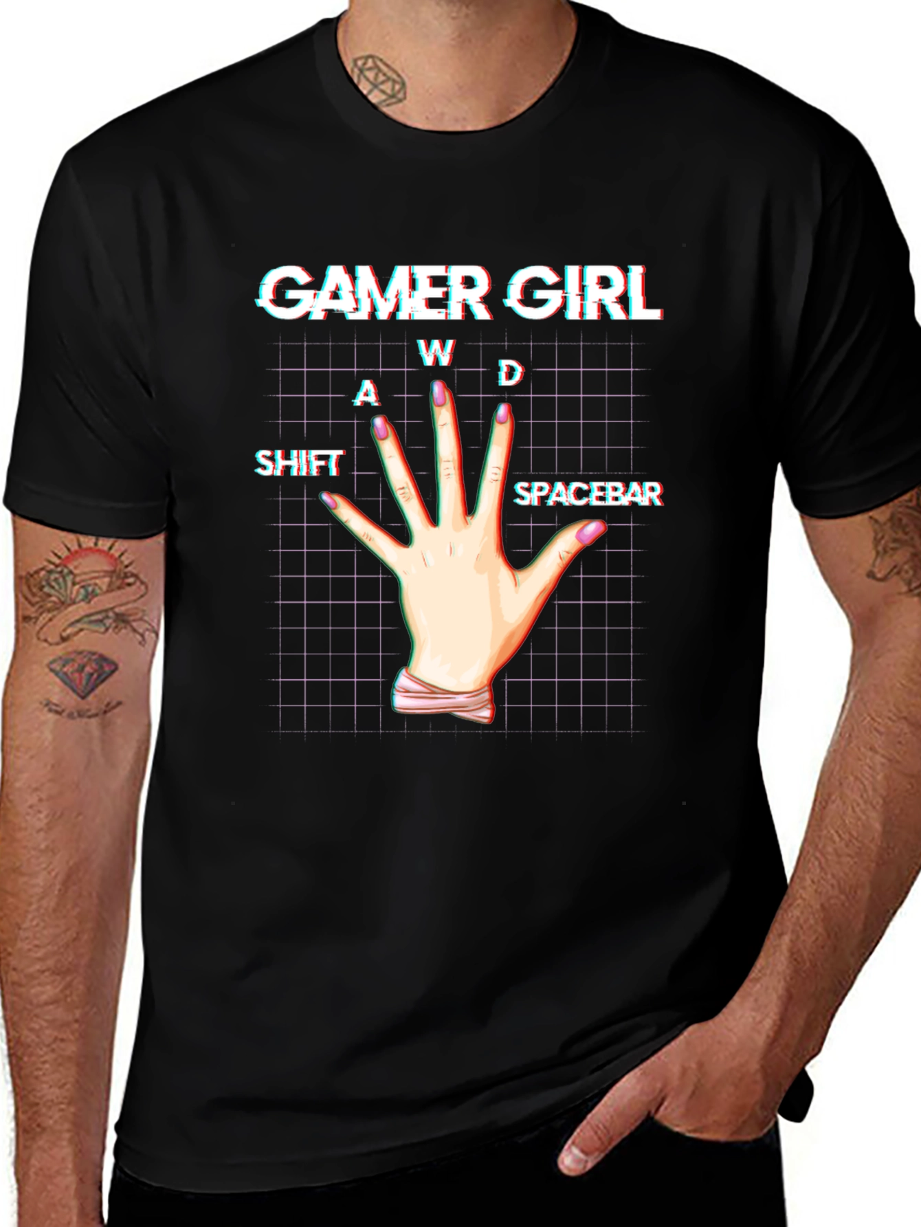 Variant 11 of Gamer Girl T-Shirt - WASD Hand Design