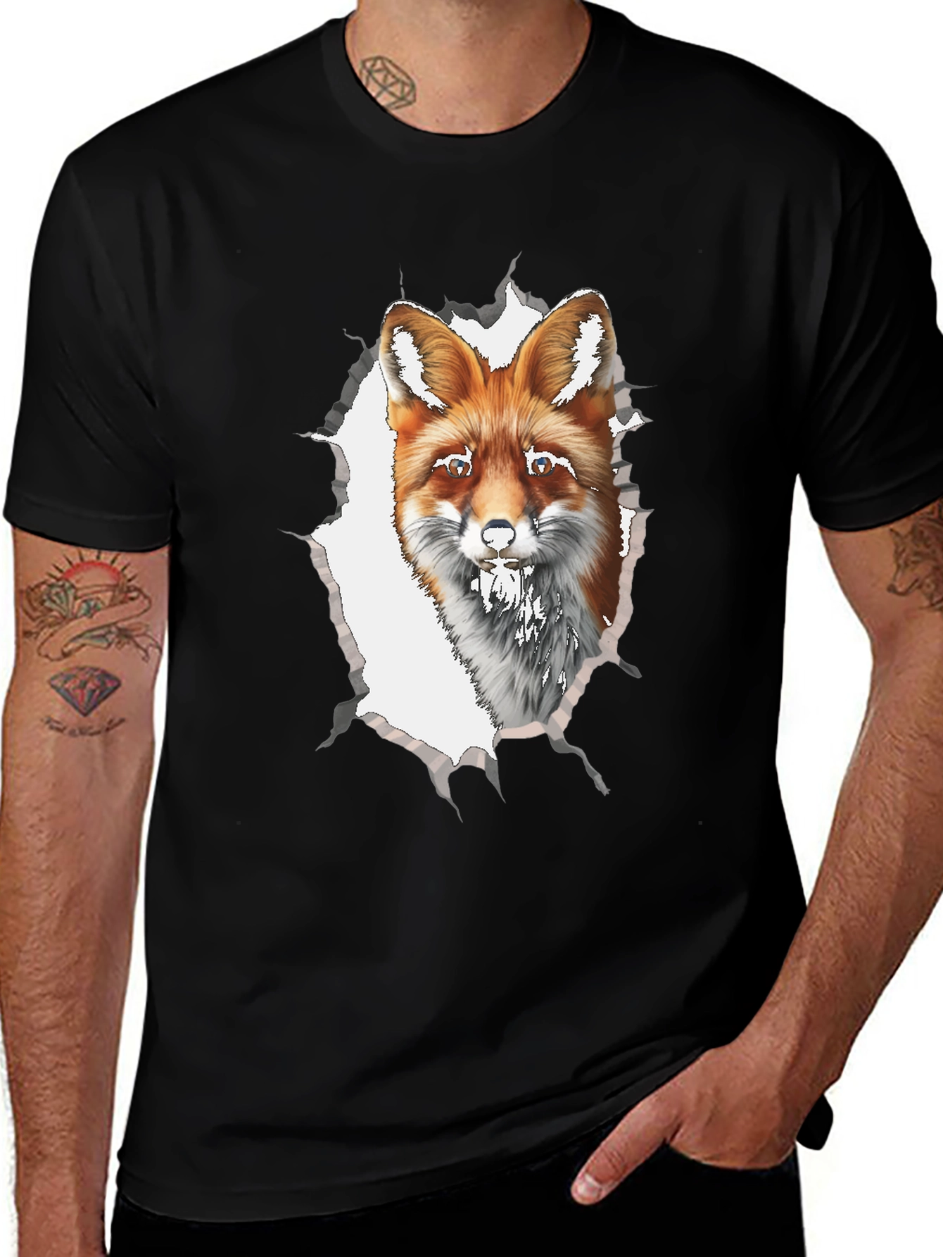 Variant 14 of Fox Graphic Print Black T-Shirt