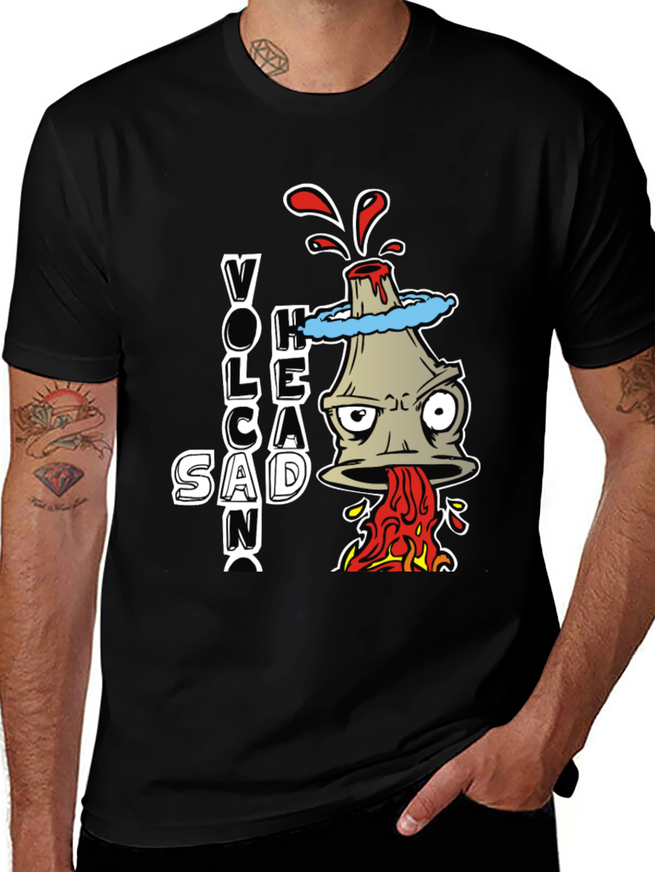 Variant 16 of Volcan Sadn T-Shirt - Funny Cartoon Volcano Tee