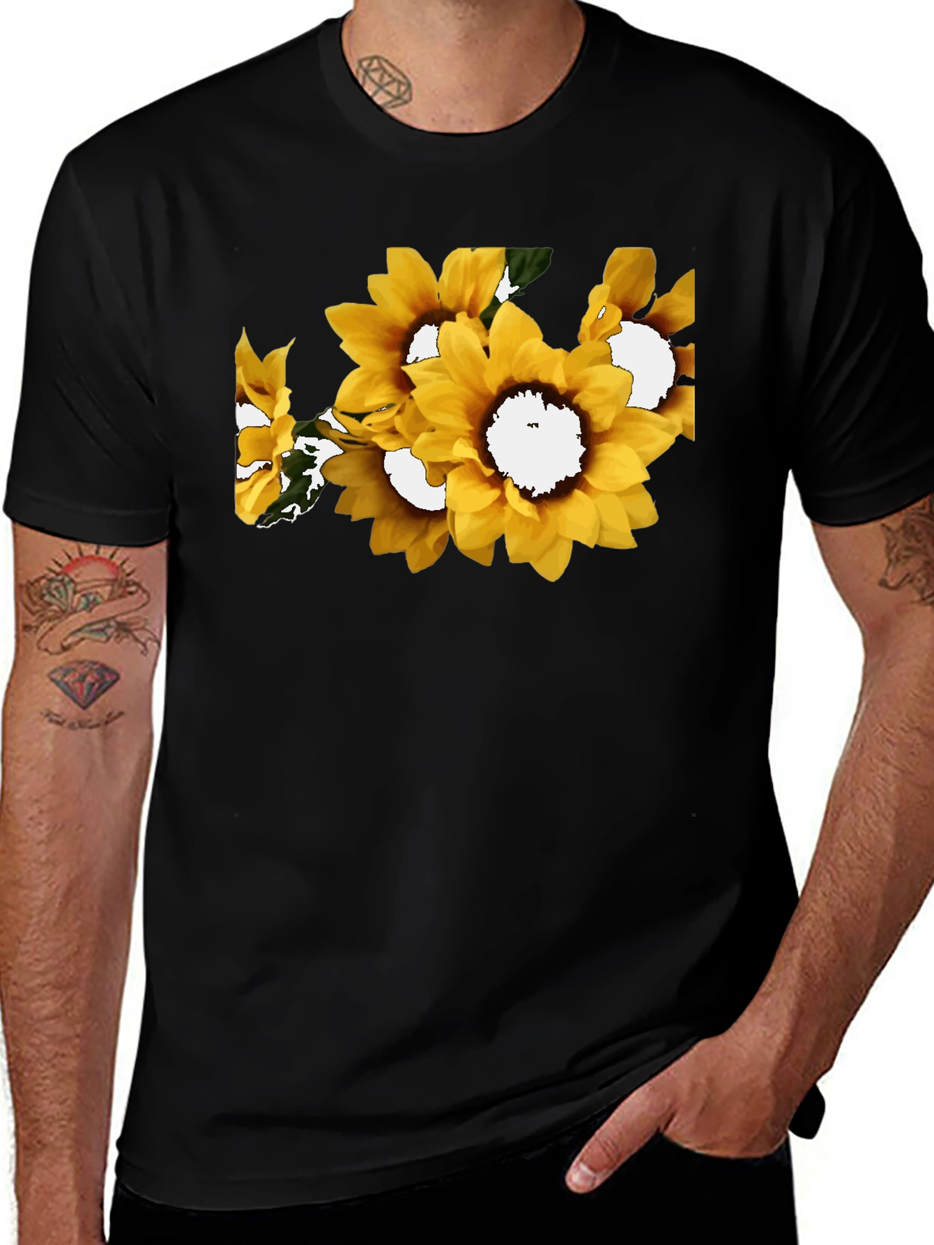 Variant 7 of Sunflower Graphic Black T-Shirt