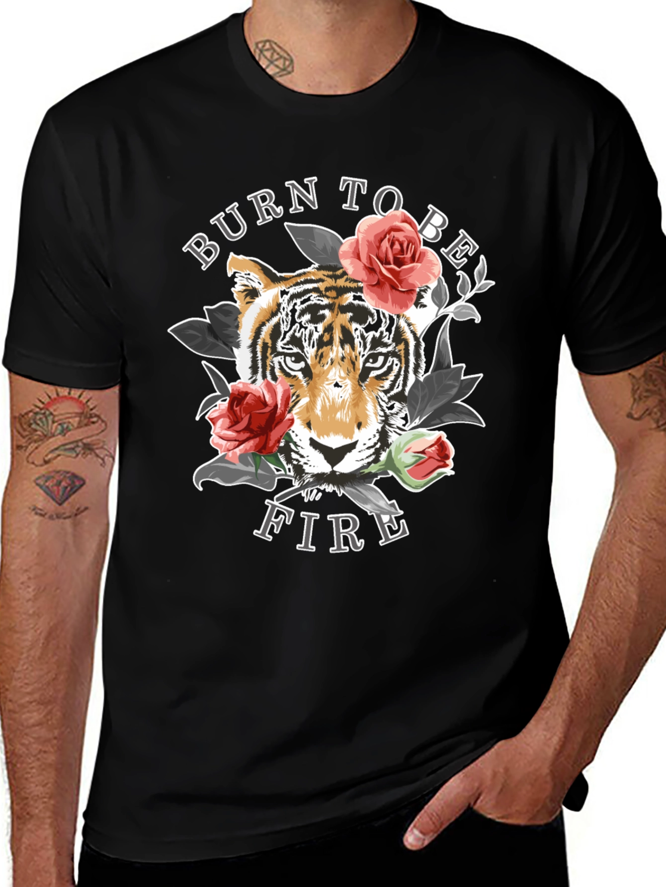 Variant 24 of Burn To Be Fire Tiger Graphic Print Tee
