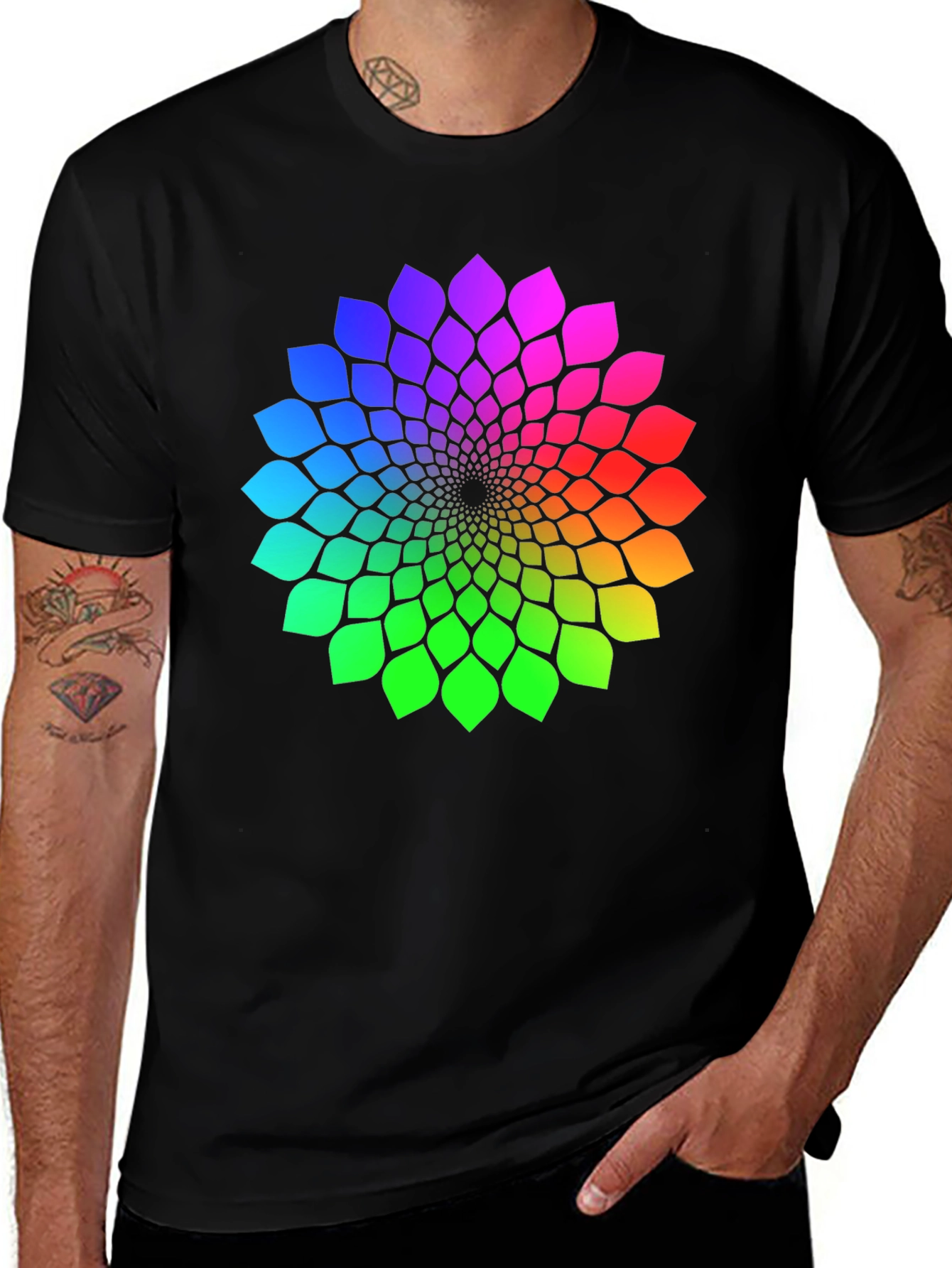 Variant 18 of Rainbow Petal Mandala Graphic T-Shirt