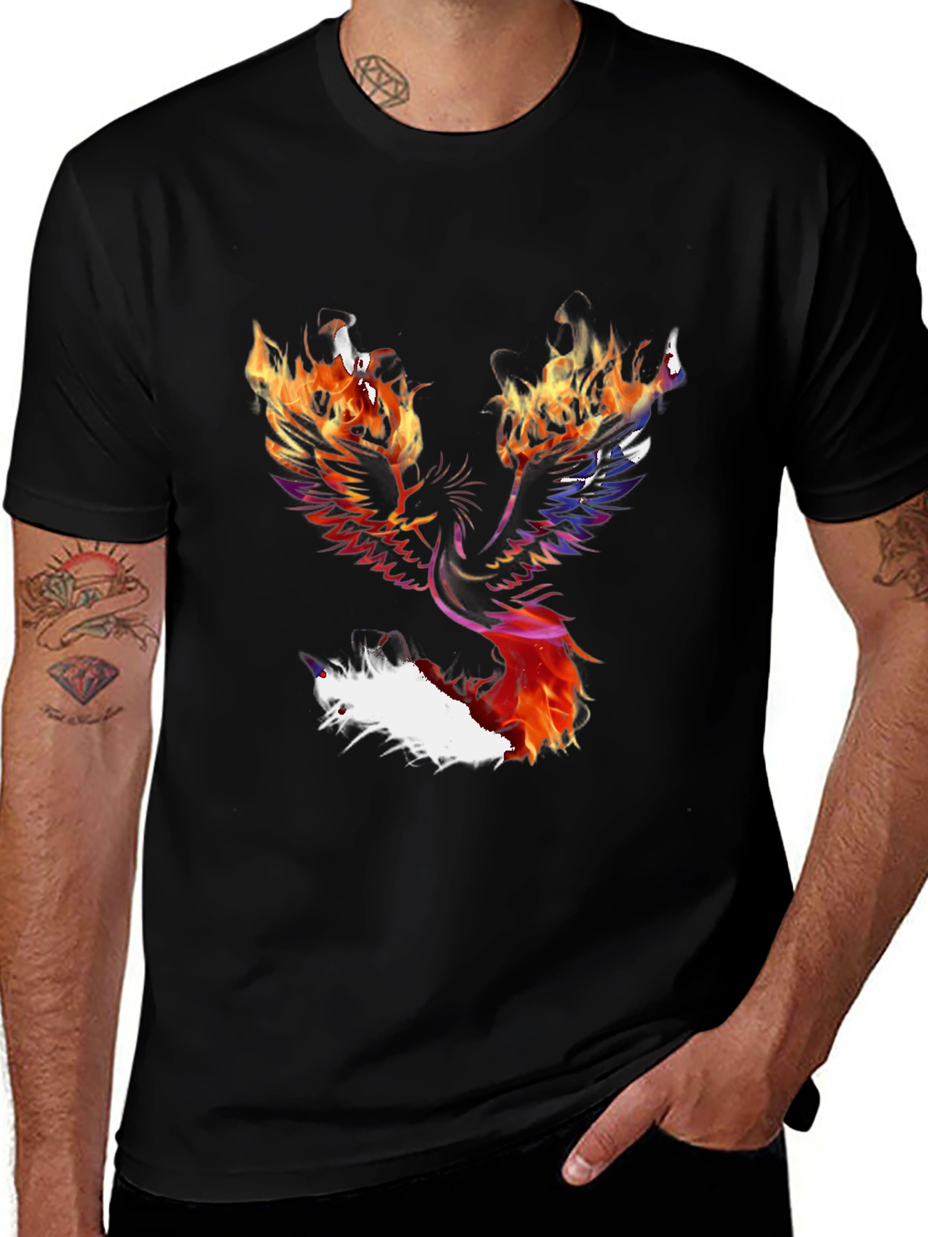 Variant 20 of Phoenix Firebird Graphic Print Black T-Shirt