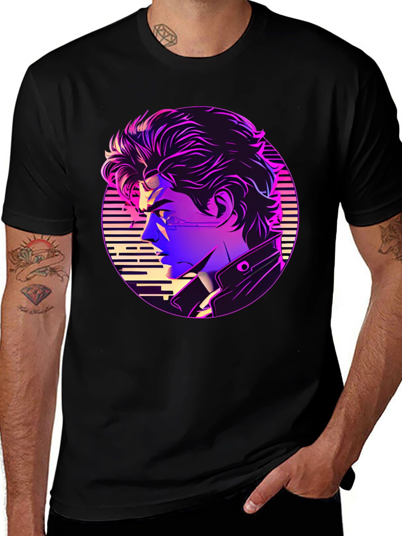 Variant 4 of Retro Anime Vaporwave T-Shirt - Black