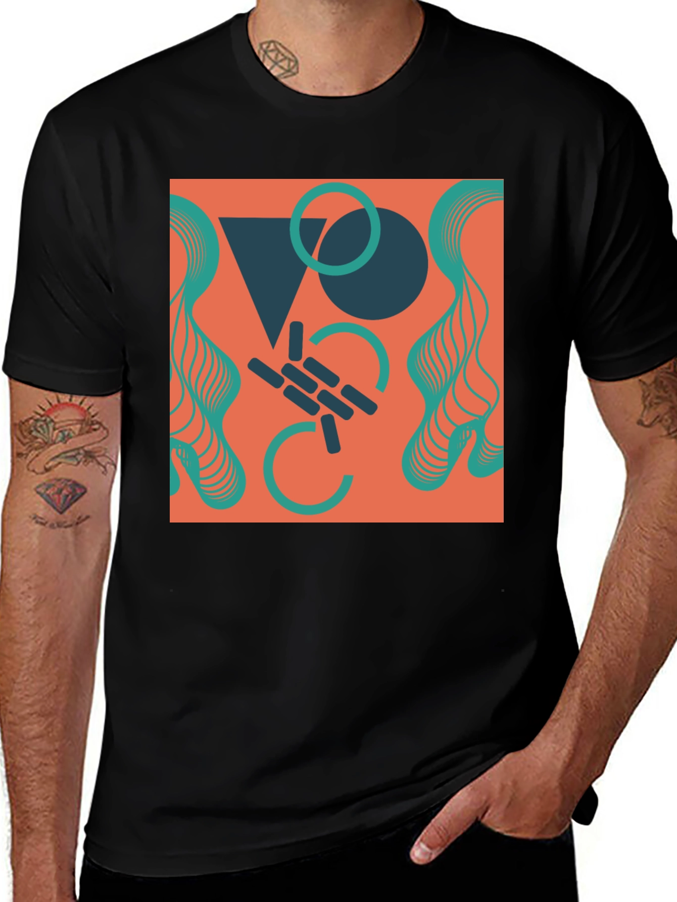 Variant 5 of Geometric Graphic Tee - Retro Style