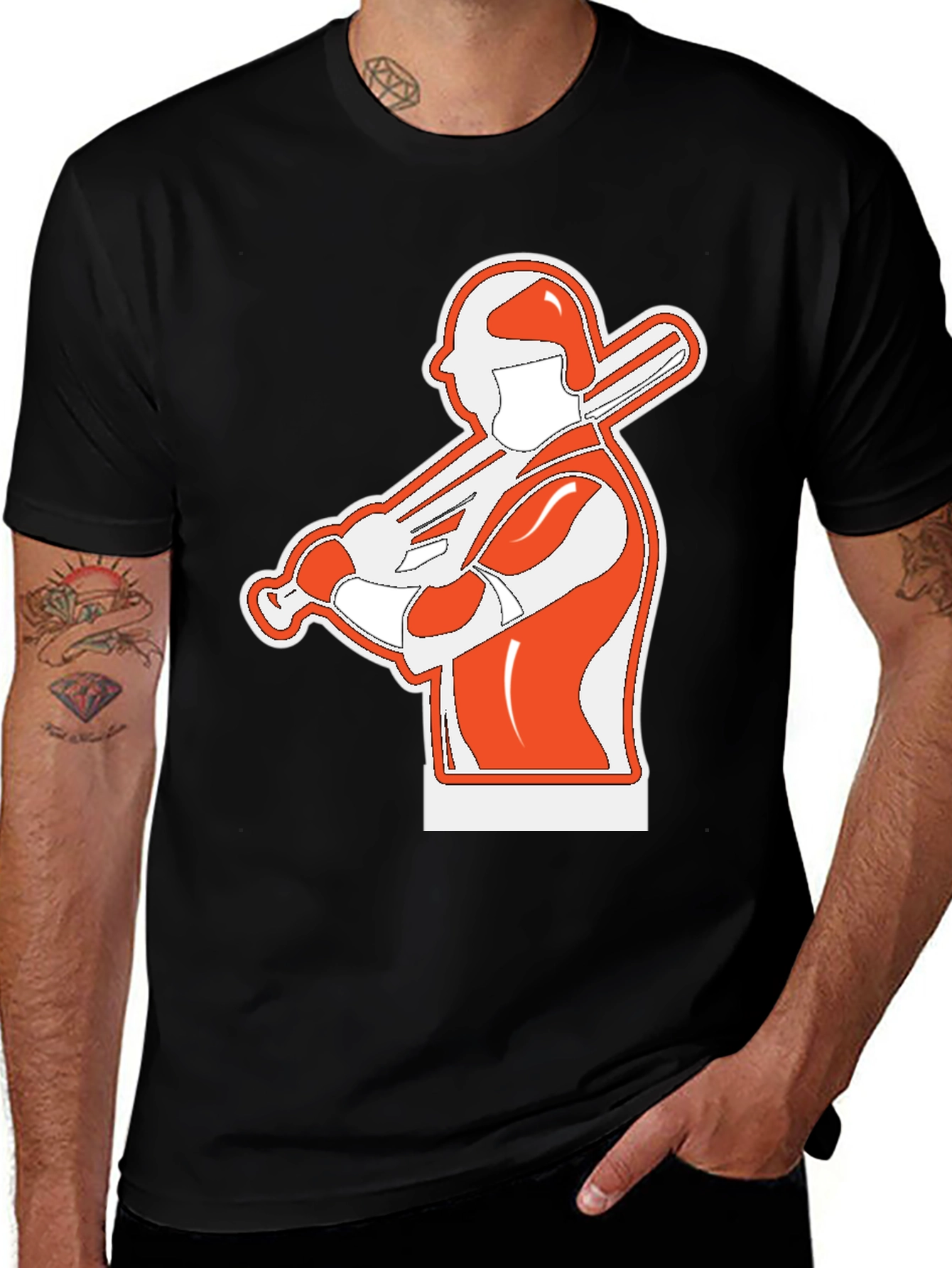 Variant 16 of Baseball Player Graphic T-Shirt - Black