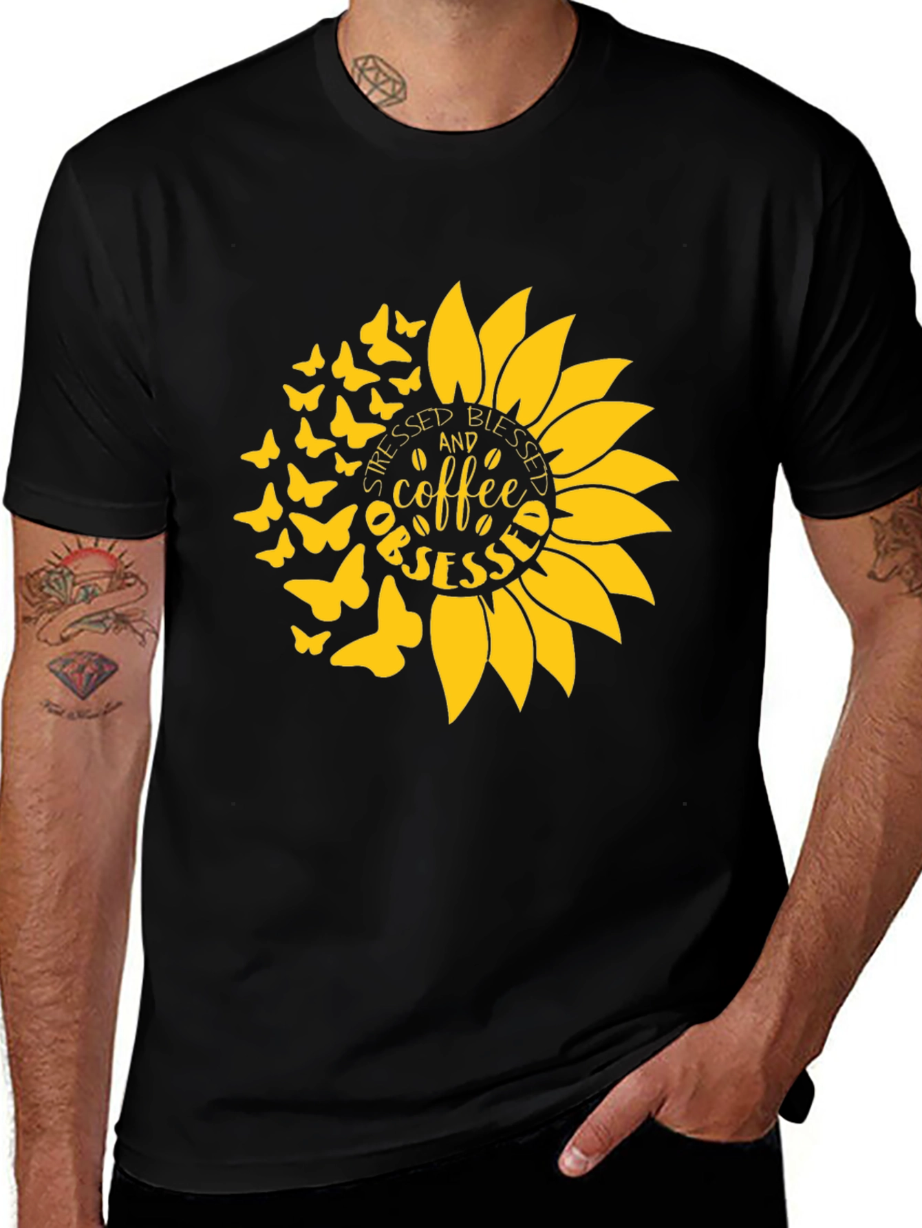 Variant 22 of Stressed Blessed Coffee Obsessed Sunflower T-Shirt