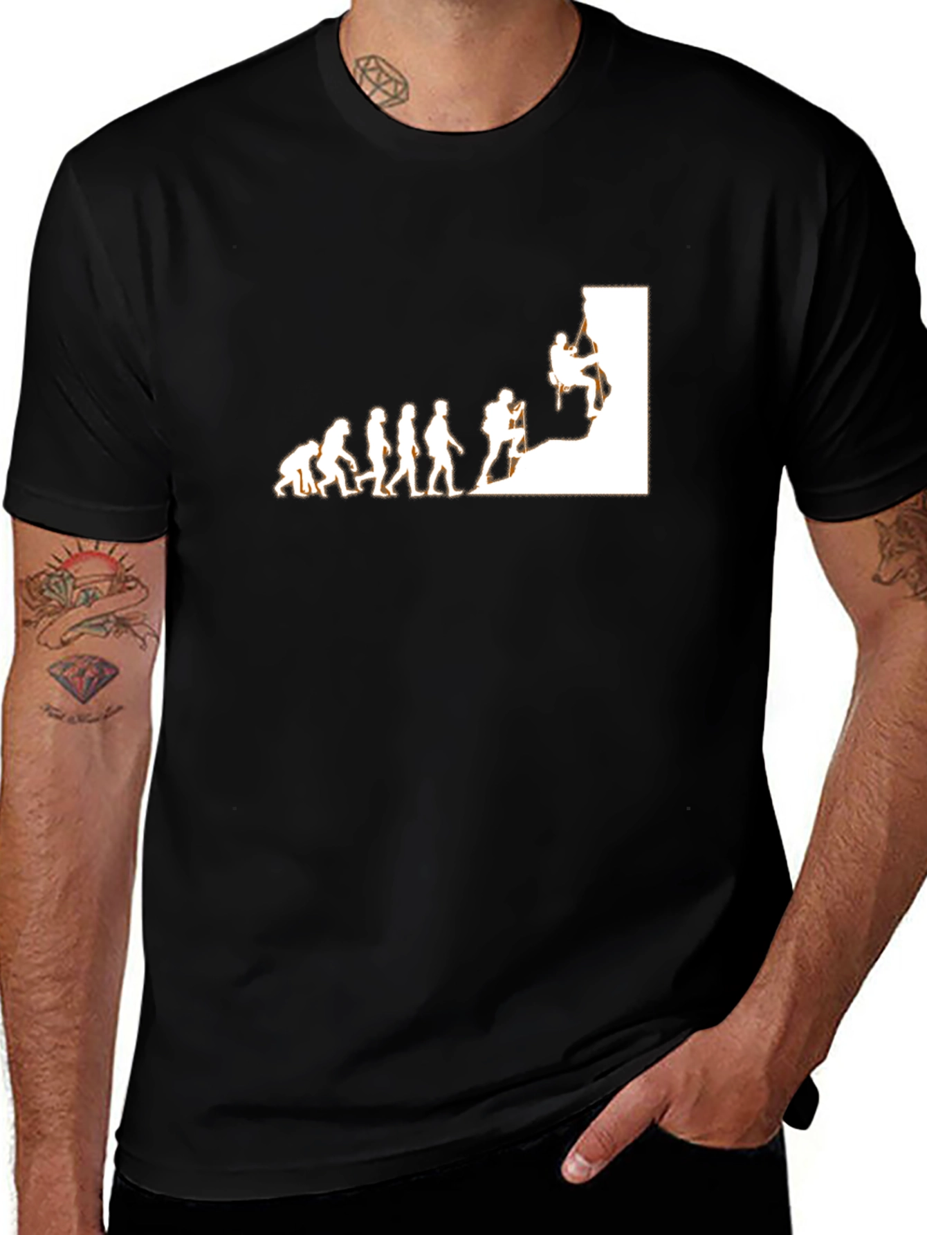 Variant 27 of Evolution of Climbing Black T-Shirt